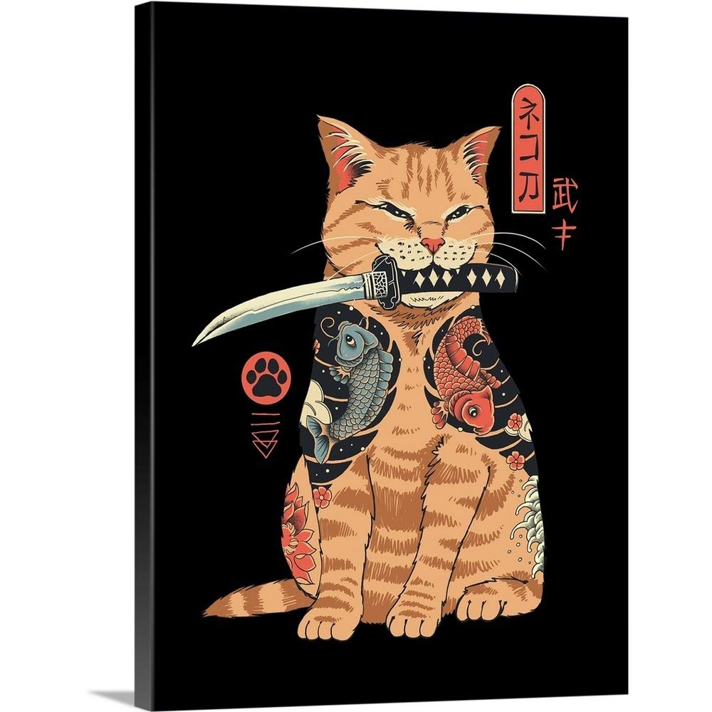 Catana Canvas Wall Art Print - Handmade Cat Artwork for Home & Office Decor | Perfect for Living Room, Bedroom, or Gift