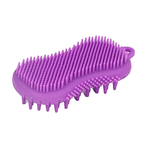 Purple Silicone Scrubber for Scalp & Body Massage - Ergonomic Handle with Comfortable Grip - Exfoliating Brush for Shower, Bath & Spa Relaxation
