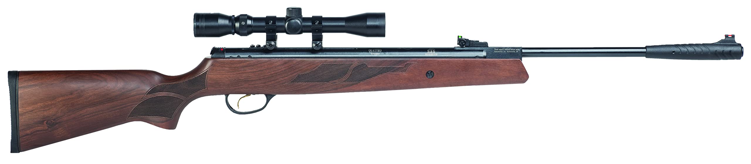 Hatsan 95 Air Rifle Combo with Walnut Stock - .177 & .22 Caliber Break Barrel Air Gun | Hunting, Target Shooting & Pest Control | Includes Scope & Mounts