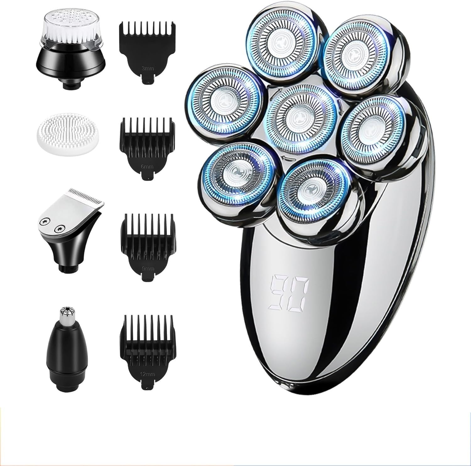 Professional 5-in-1 Electric Razor for Men - Waterproof Bald Head Shaver, Beard Trimmer & Nose Hair Clipper | Perfect for Travel, Gym & Daily Grooming at Home
