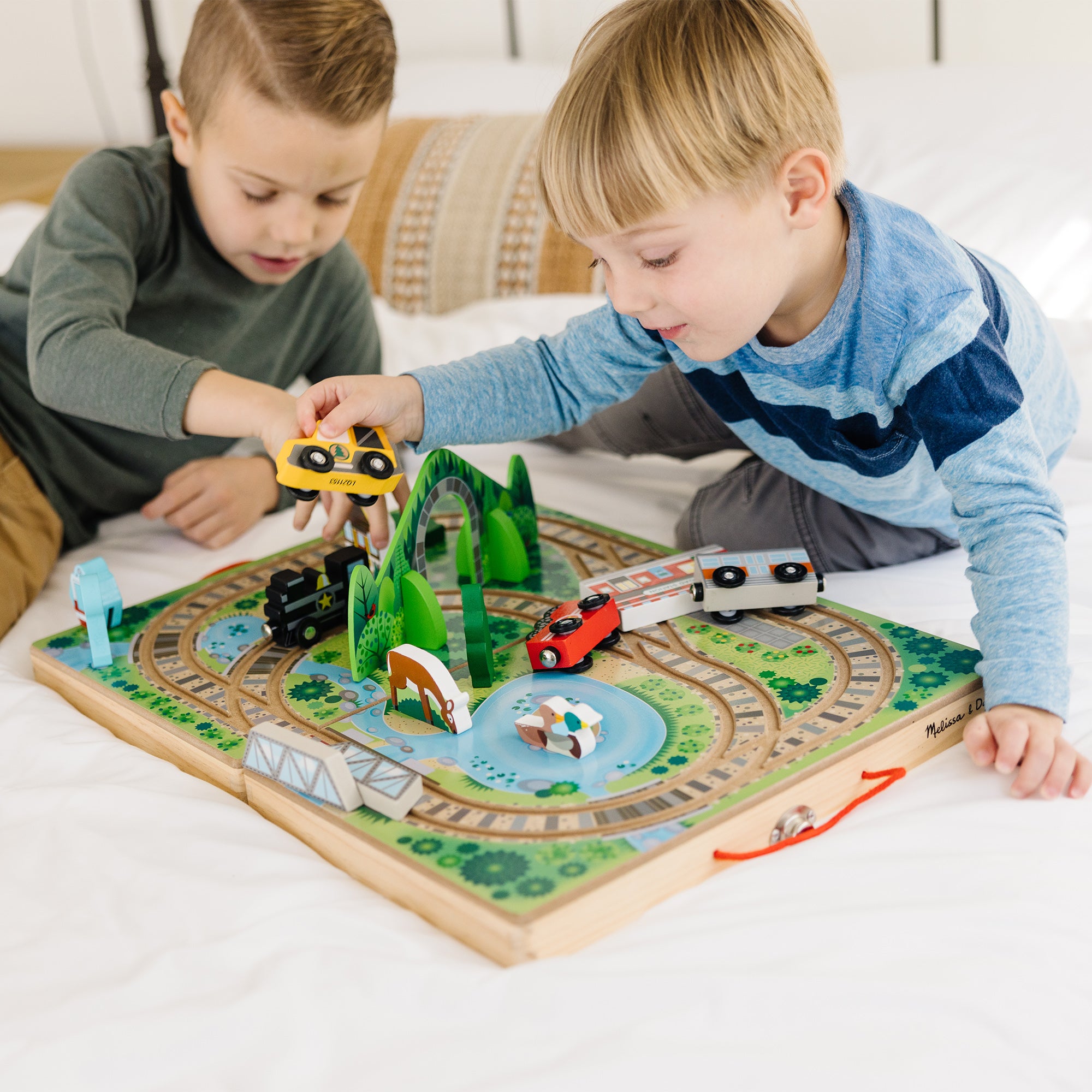 Take Along Railroad Toy Set - Portable Train Playset for Kids with Tracks & Trains | Perfect for Travel, Home & Outdoor Play