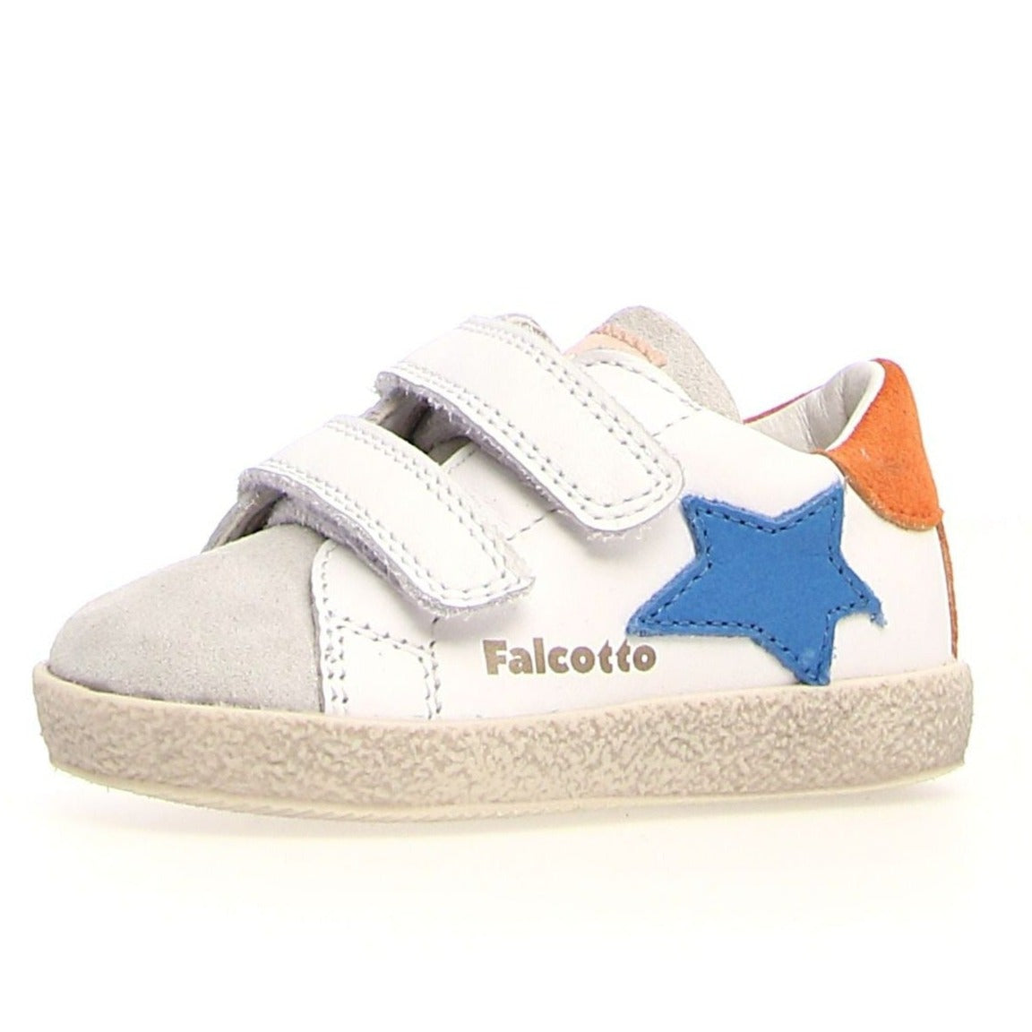 Falcotto Alnoite Light VL Boys' Casual Sneakers - White, Navy & Orange | Comfortable Kids Shoes for School, Play & Everyday Wear