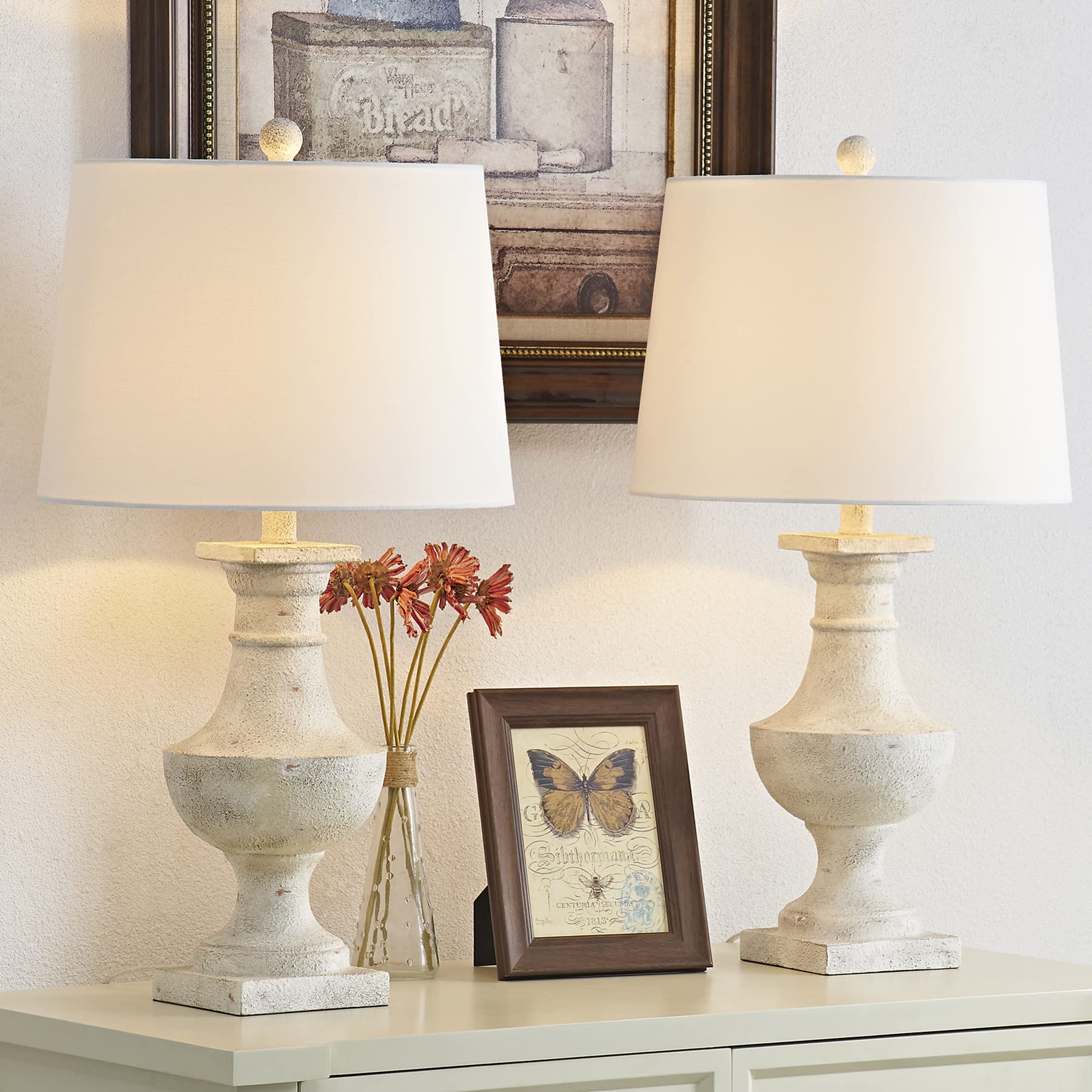 Maxax 2-Pack Rustic Farmhouse Table Lamps - 26