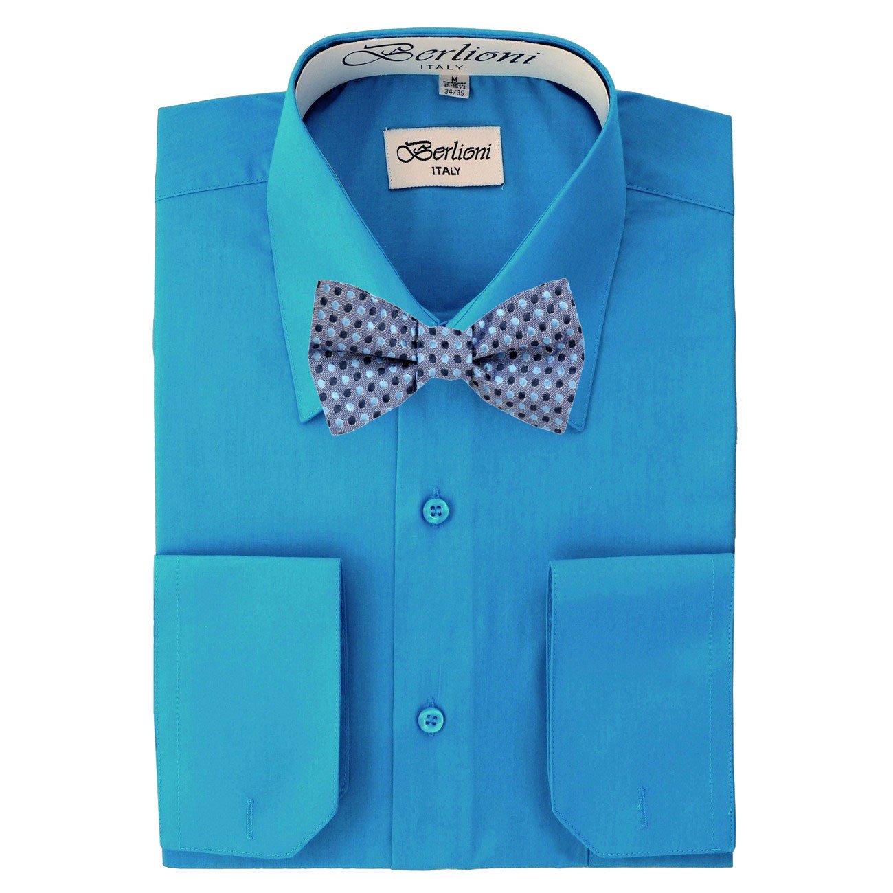 Premium Men's Green Solid Dress Shirt with Silk Self-Tie Bow Tie Set - Formal Business Attire & Wedding Party Outfit