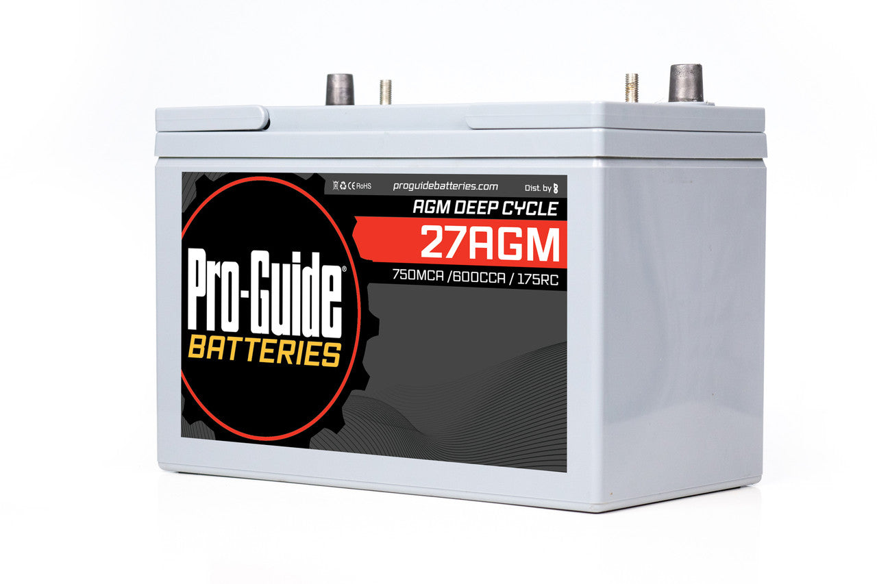 AGM 12V Group 27 Deep Cycle Dual Purpose Battery - Marine, RV, Solar & Off-Grid Power Solution - Pro Guide Series