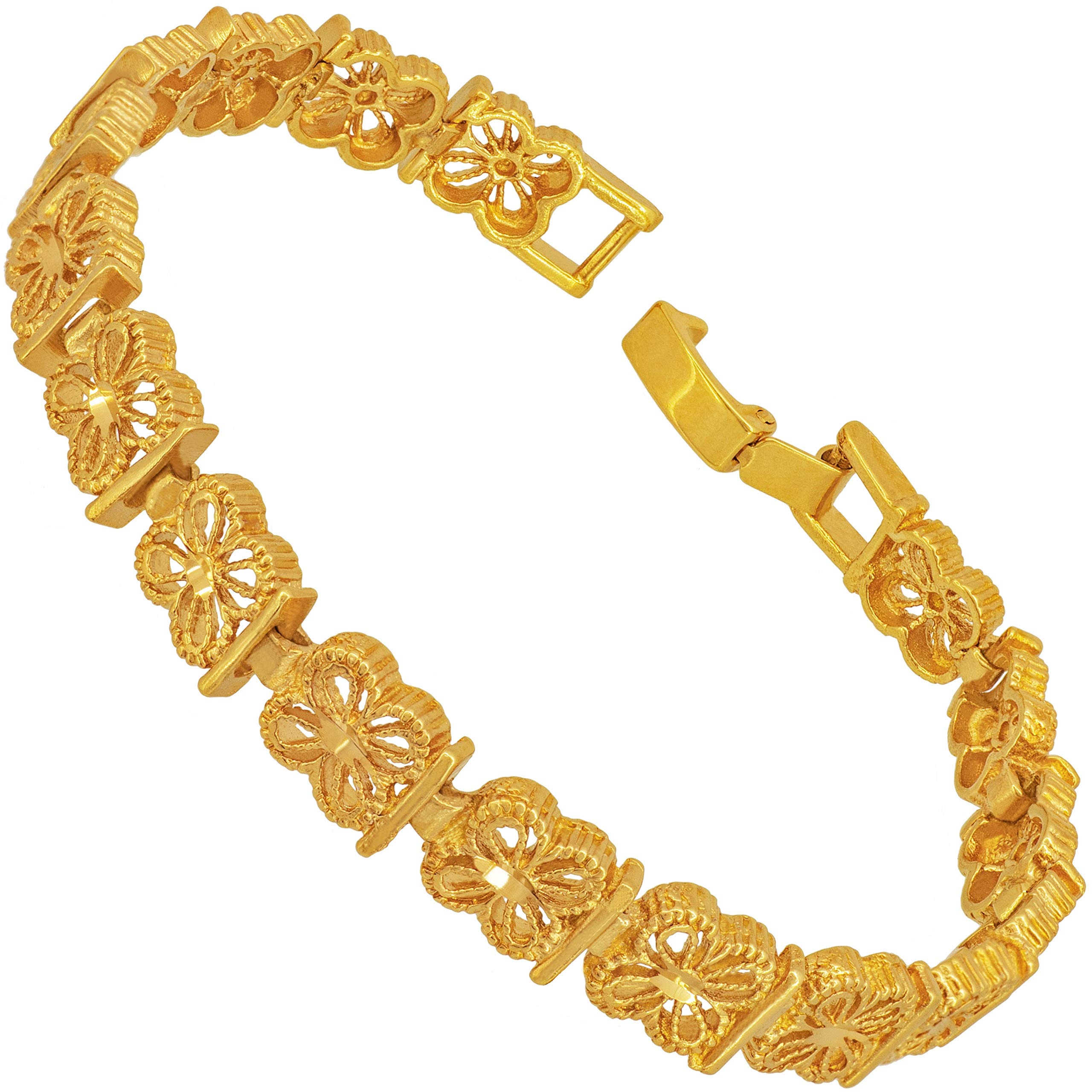 LIFETIME JEWELRY 24k Gold Plated Good Luck Filigree Bracelet for Women & Teens - Perfect for Gifts, Parties, and Everyday Wear