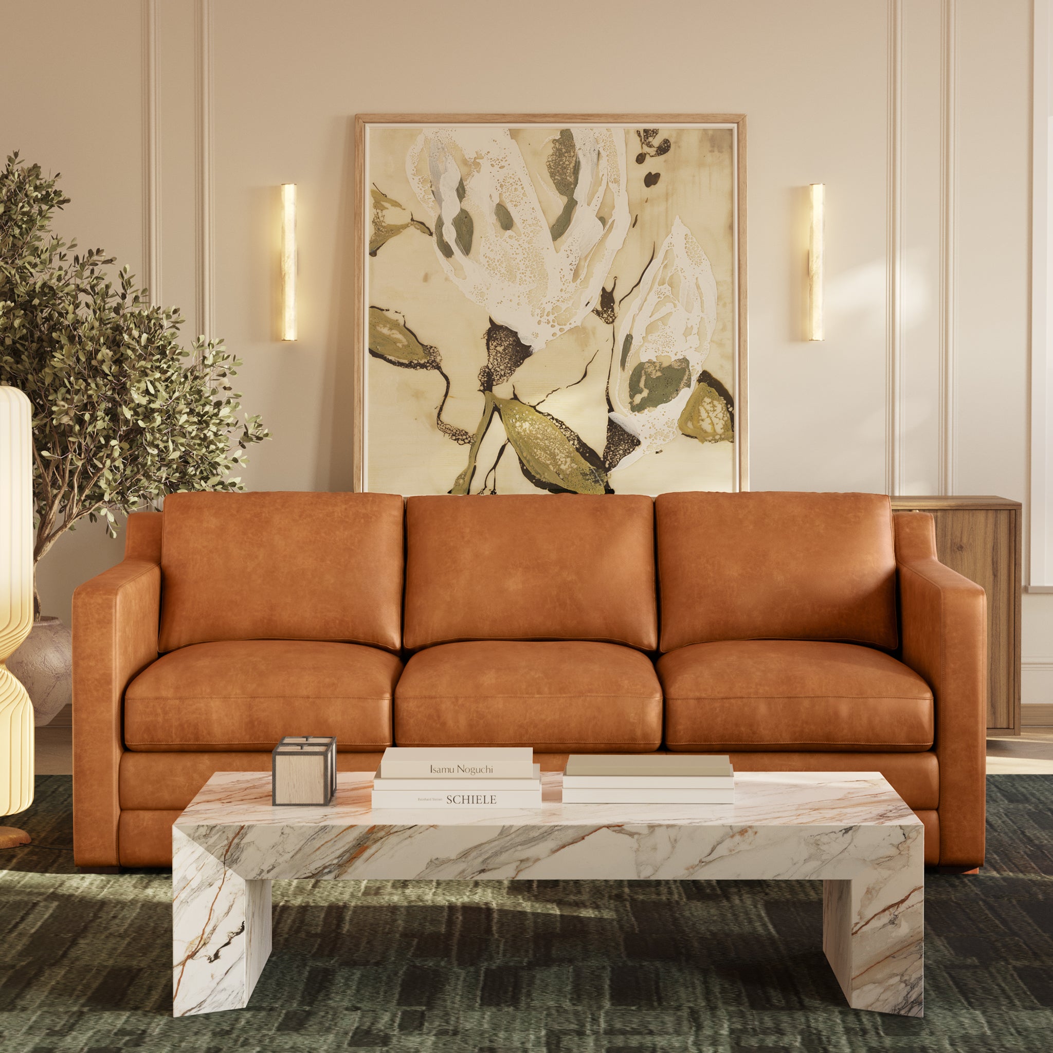 Sorrento Leather Convertible Sleeper Sofa with Pull-Out Bed - Modern Sectional Couch for Small Spaces, Living Room & Guest Room