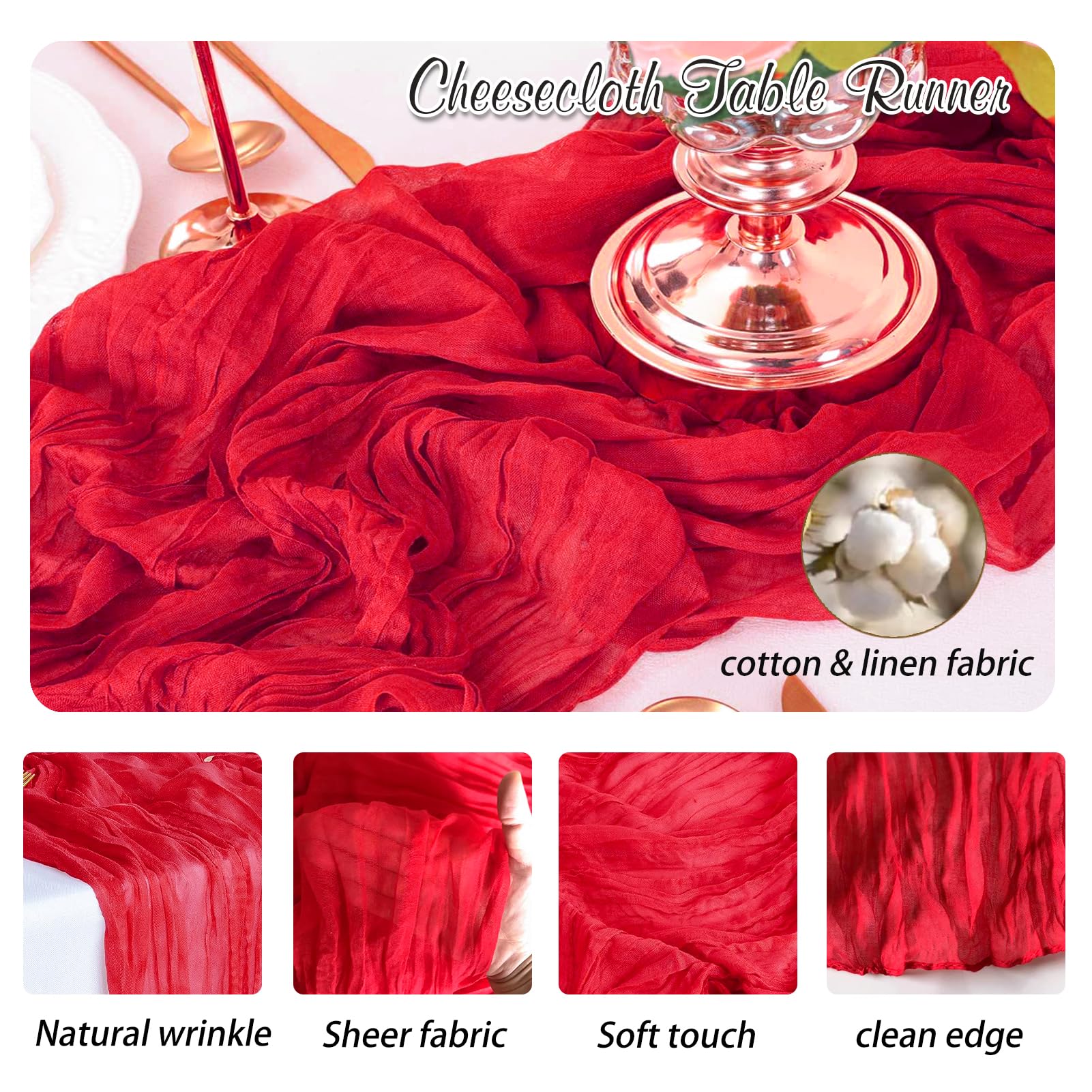 Red Cheesecloth Table Runner - 1 Pack 35
