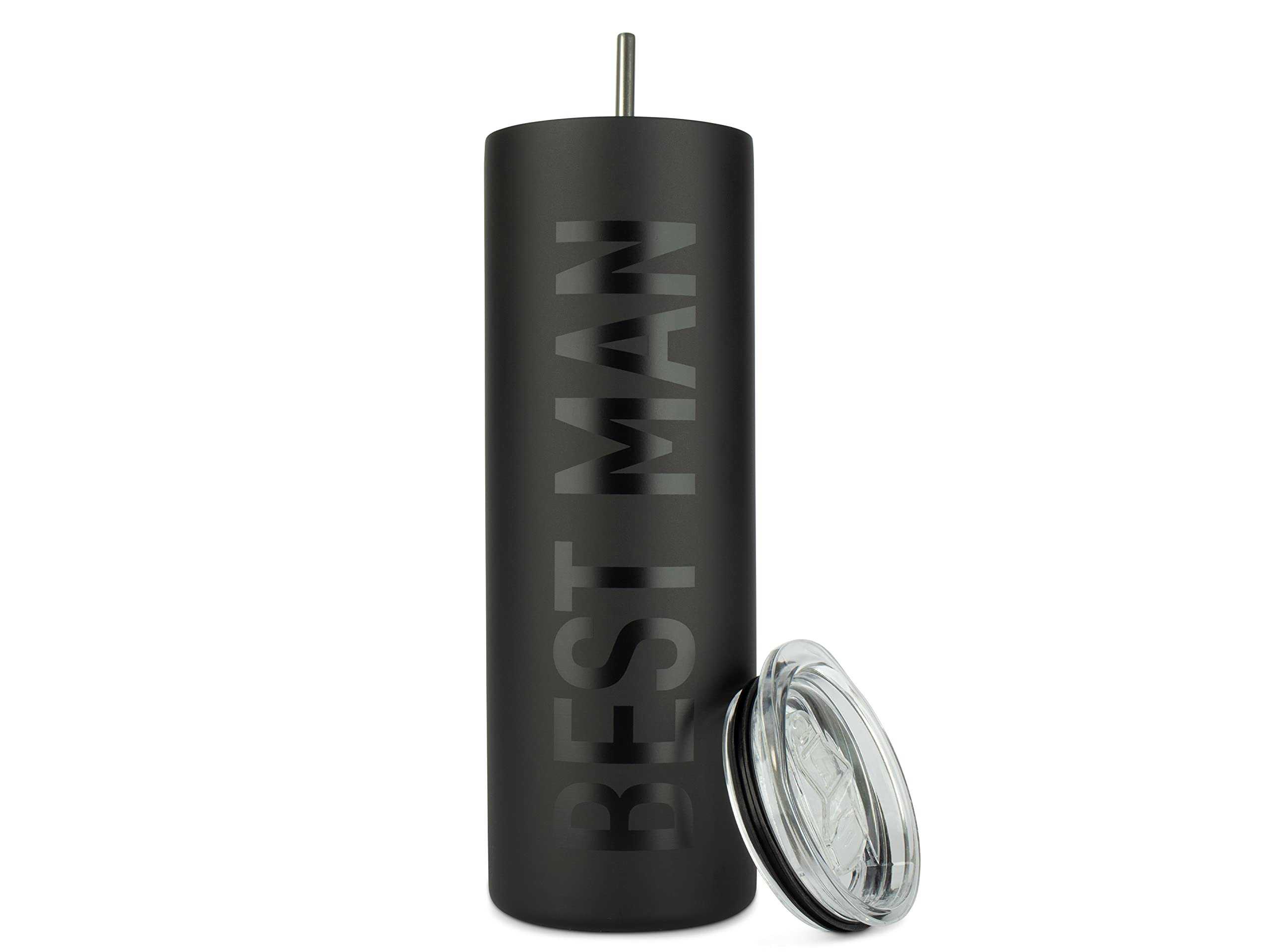 JENVIO 20oz Matte Black Stainless Steel Travel Tumbler - Insulated Coffee Mug for Hot & Cold Drinks, Best Groomsman Gift for Weddings, Valentine's Day - Perfect for Office, Commuting & Outdoor Adventures