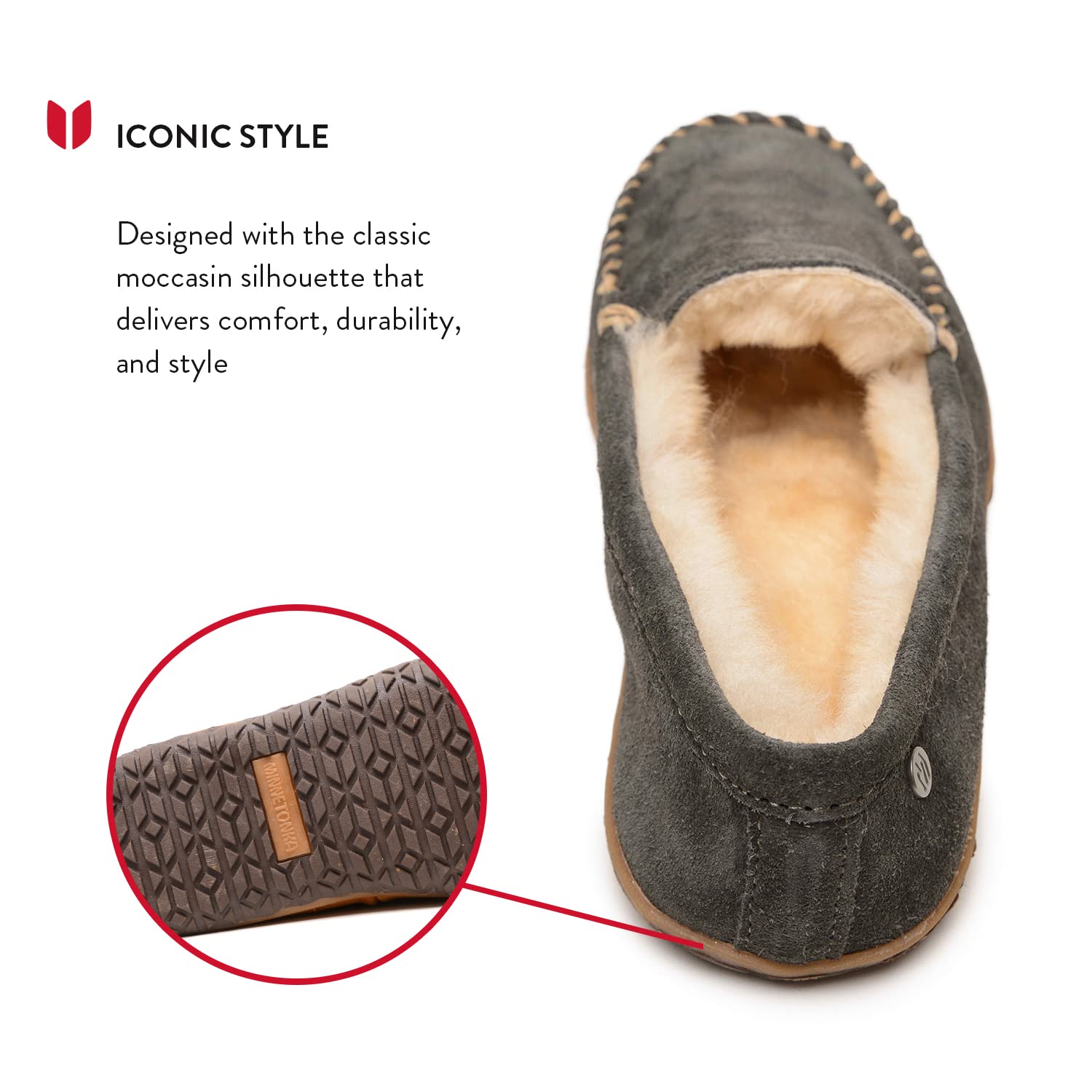 Minnetonka Tobie Men's Suede Moccasin Slippers - Fur Lined Sheepskin Indoor/Outdoor House Shoes with Durable Sole | Cozy Winter Footwear for Home, Office & Casual Wear