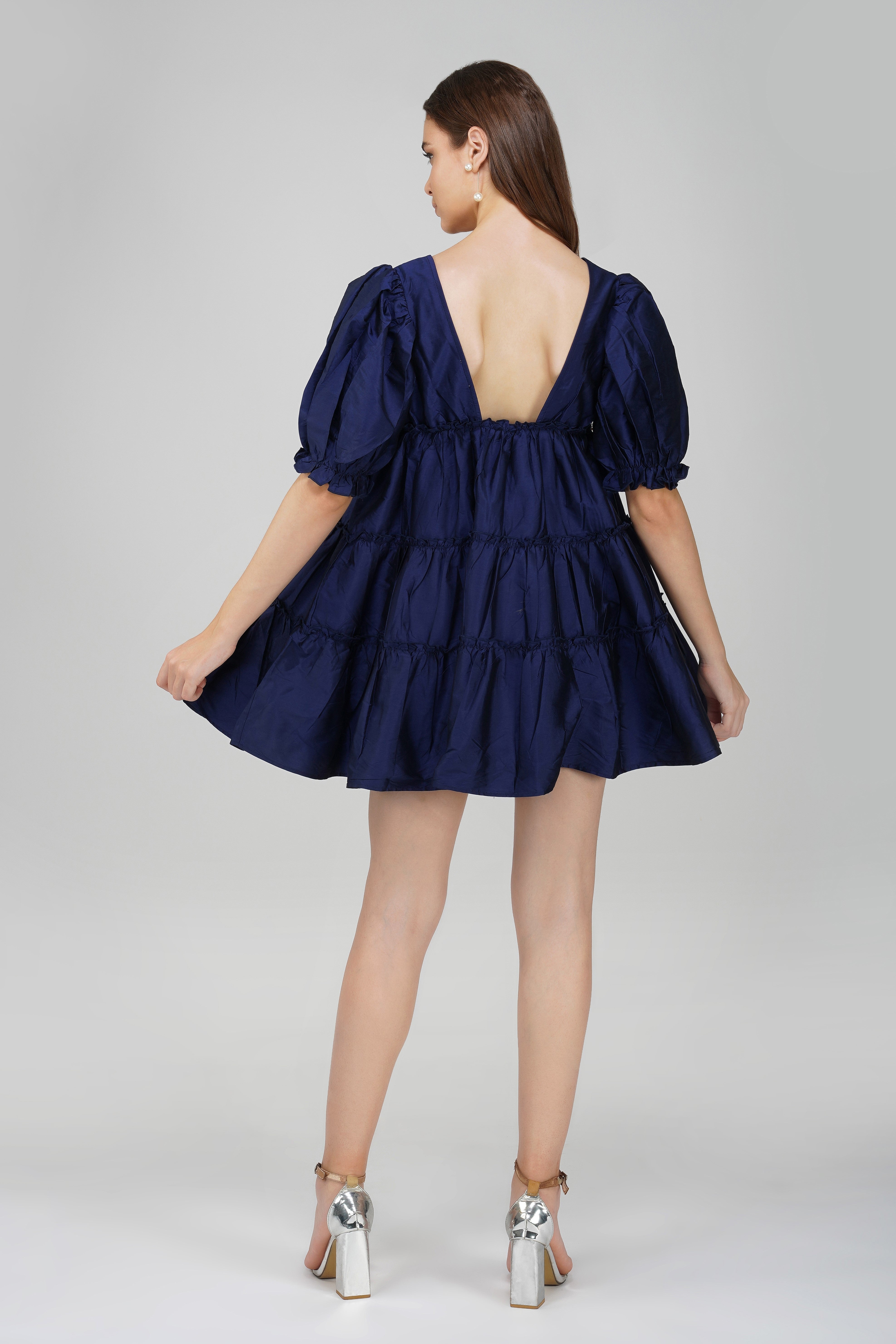 Gadot Mini Dress in Blue - Women's Flowy Summer Casual Dress for Beach, Party & Date Night