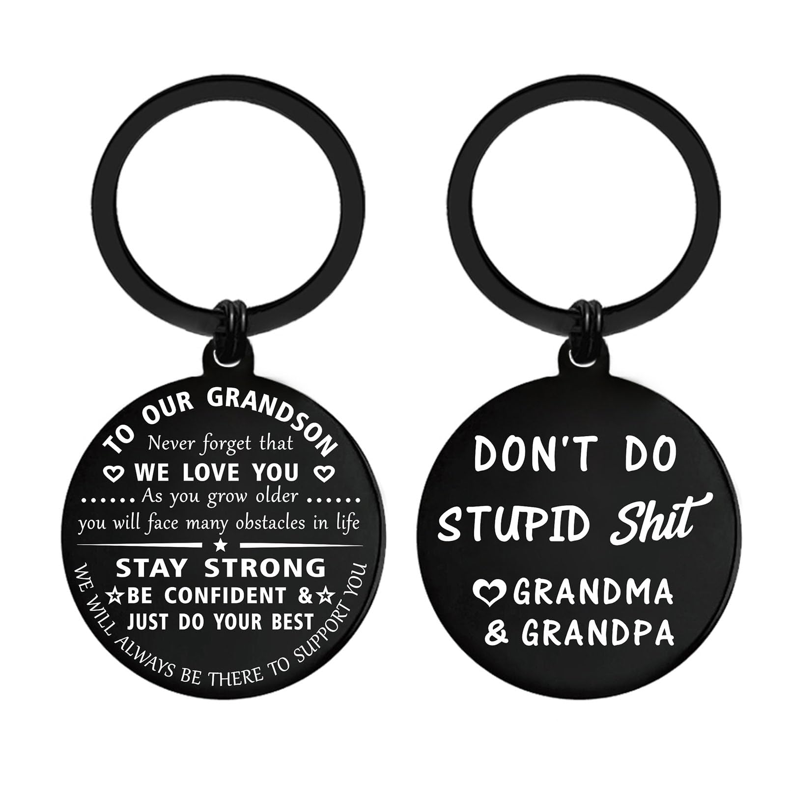 ENGZHI Grandson Keychain - Unique Gag Gift for Teen Boys Birthday, Christmas & Graduation - Perfect for Surprise Presents & Special Occasions