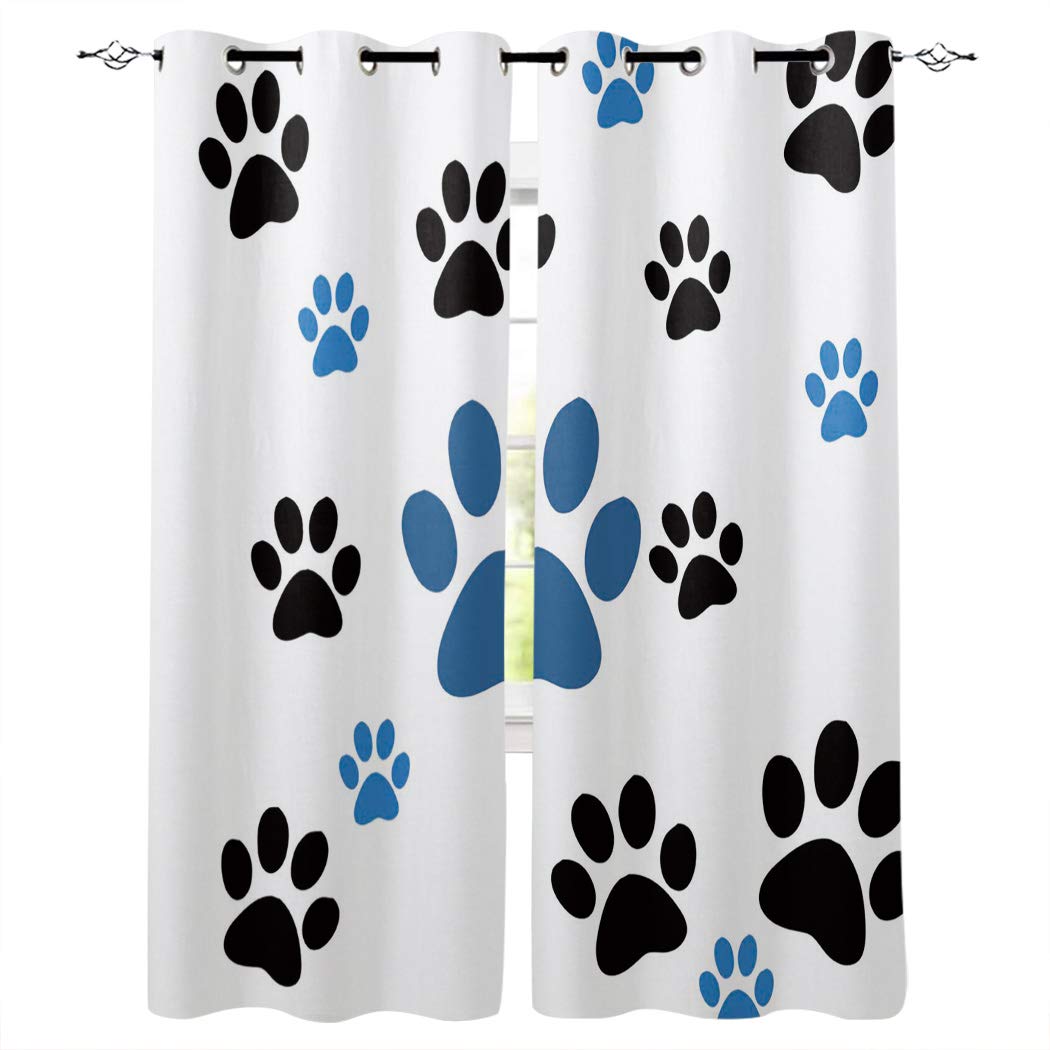 **Aiesther Cartoon Pet Paw Print Blackout Curtains - Thermal Insulated Room Darkening Window Drapes for Living Room & Bedroom (2 Panels, 52x84 Inches) - Perfect for Kids' Rooms, Nurseries & Pet Lovers**