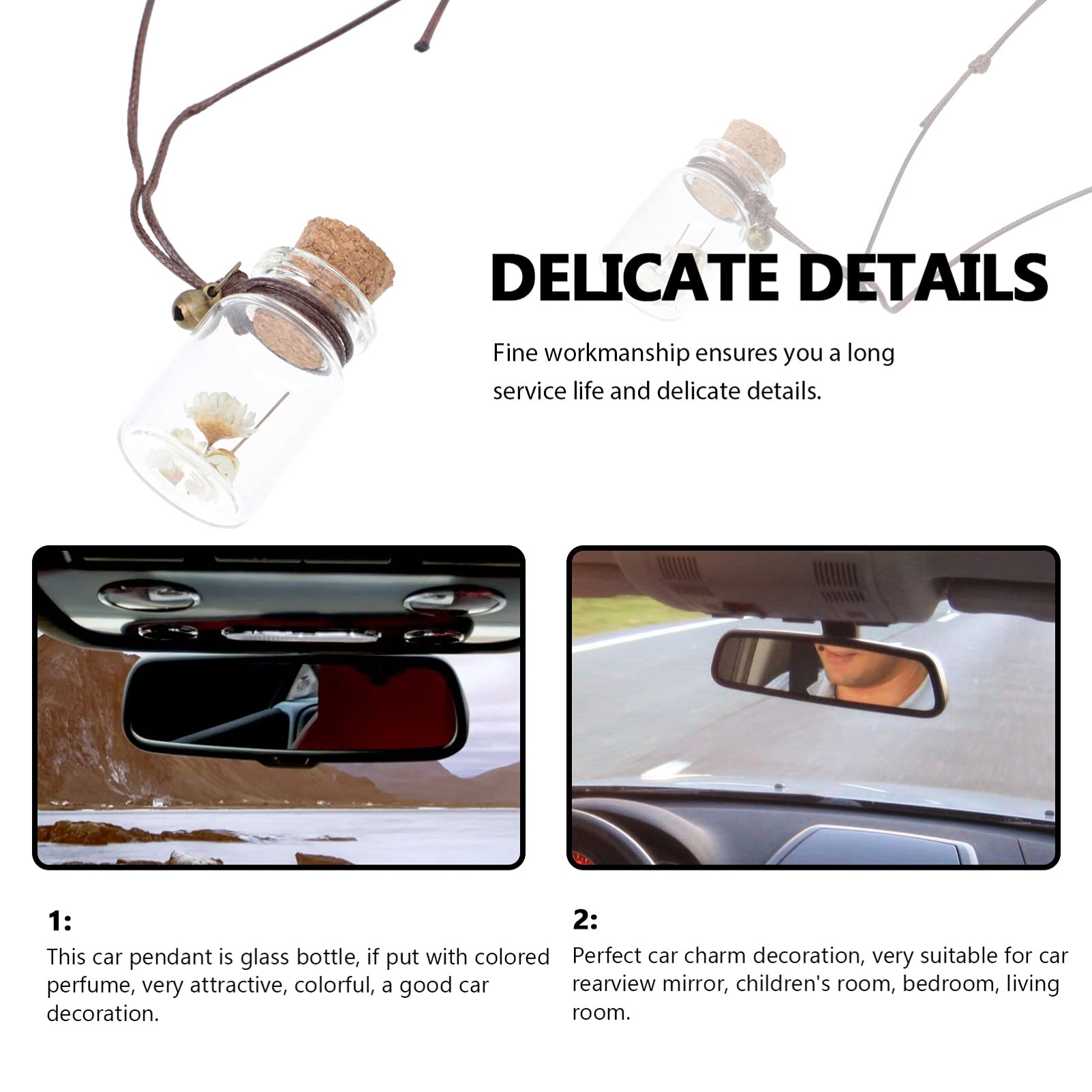 4-Piece Perfume Bottle Pendant Set - Essential Oil Diffuser for Car, Hanging Car Air Freshener & Interior Decor - Aromatherapy Gift for Home, Office, and Travel Use