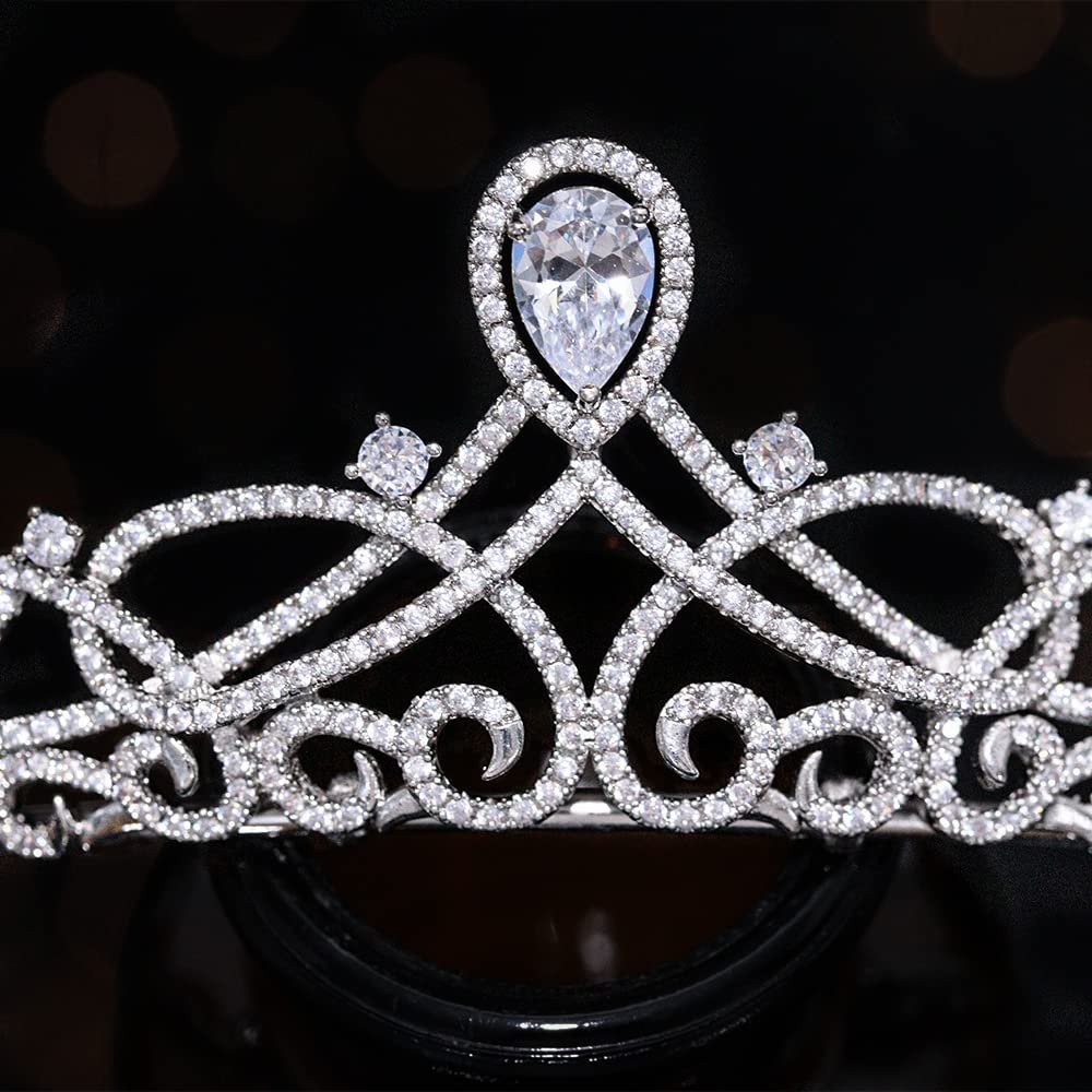 Jorsnovs Cubic Zirconia Tiara Crown for Women - Sweet 16 Princess Wedding Bridal Headpiece, CZ Party Prom Hair Jewelry Accessories - Perfect for Pageants, Birthday Celebrations and Special Occasions