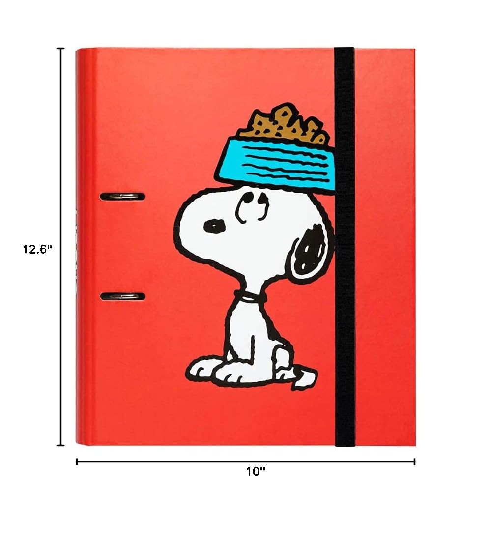 Premium Snoopy 2-Ring Binder A4 Folder - 10.6 x 12.6 Inch (27 x 32 cm) Red - Durable School & Office Supplies for Organizing Documents, Notes & Homework - Perfect for Students, Teachers & Professionals