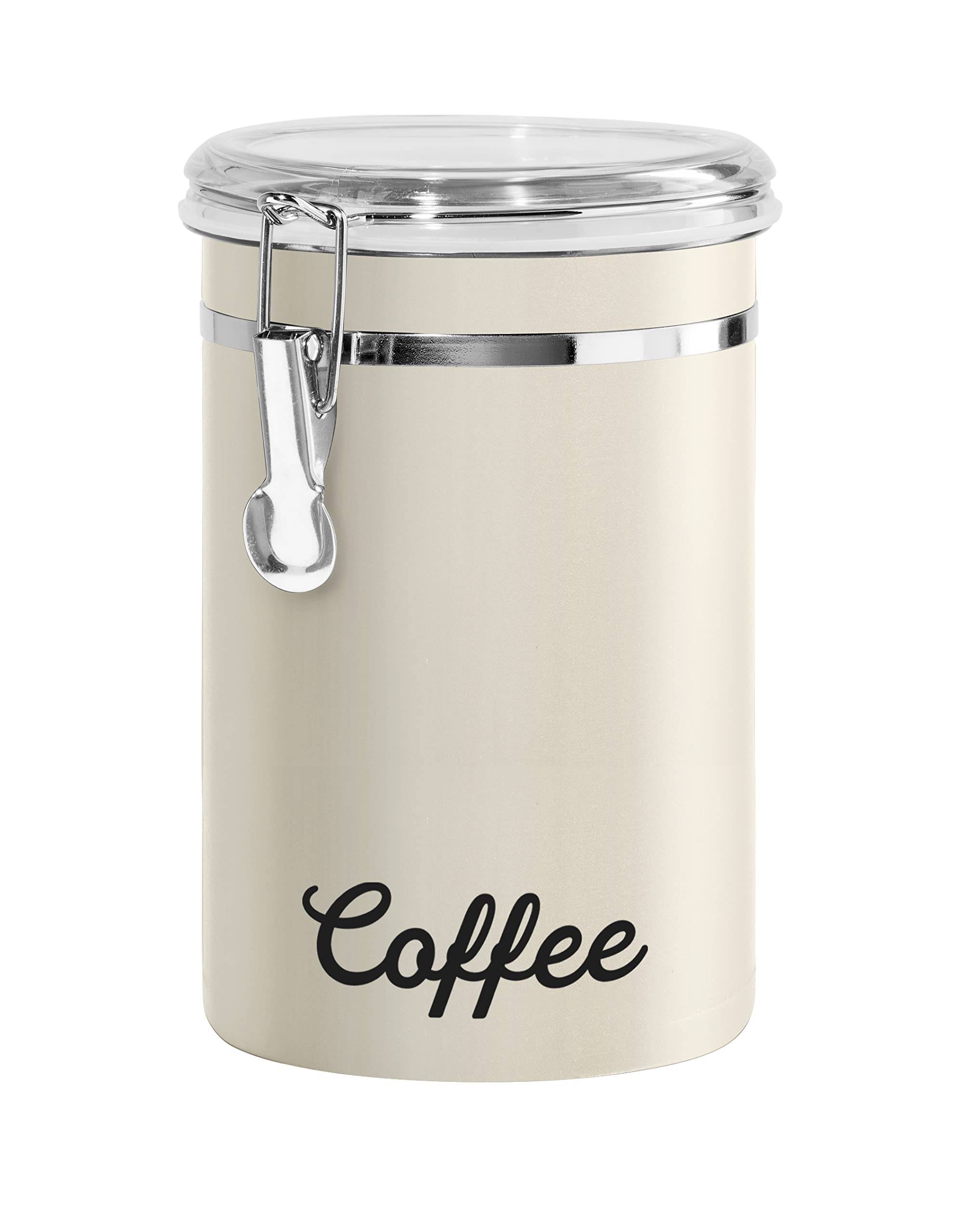 Oggi 62oz Airtight Stainless Steel Coffee Canister with See-Through Lid - Perfect for Storing Coffee Beans, Ground Coffee, Tea & Kitchen Pantry Organization - Ideal for Home, Office & Coffee Shop Use