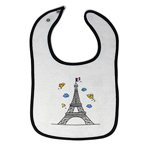 French Flag & 3 Yellow Birds Cotton Baby Bibs & Burp Cloths Set for Toddlers - Soft Absorbent for Baby Girls & Boys in White & Black Design - Perfect for Feeding, Drooling & Messy Playtime