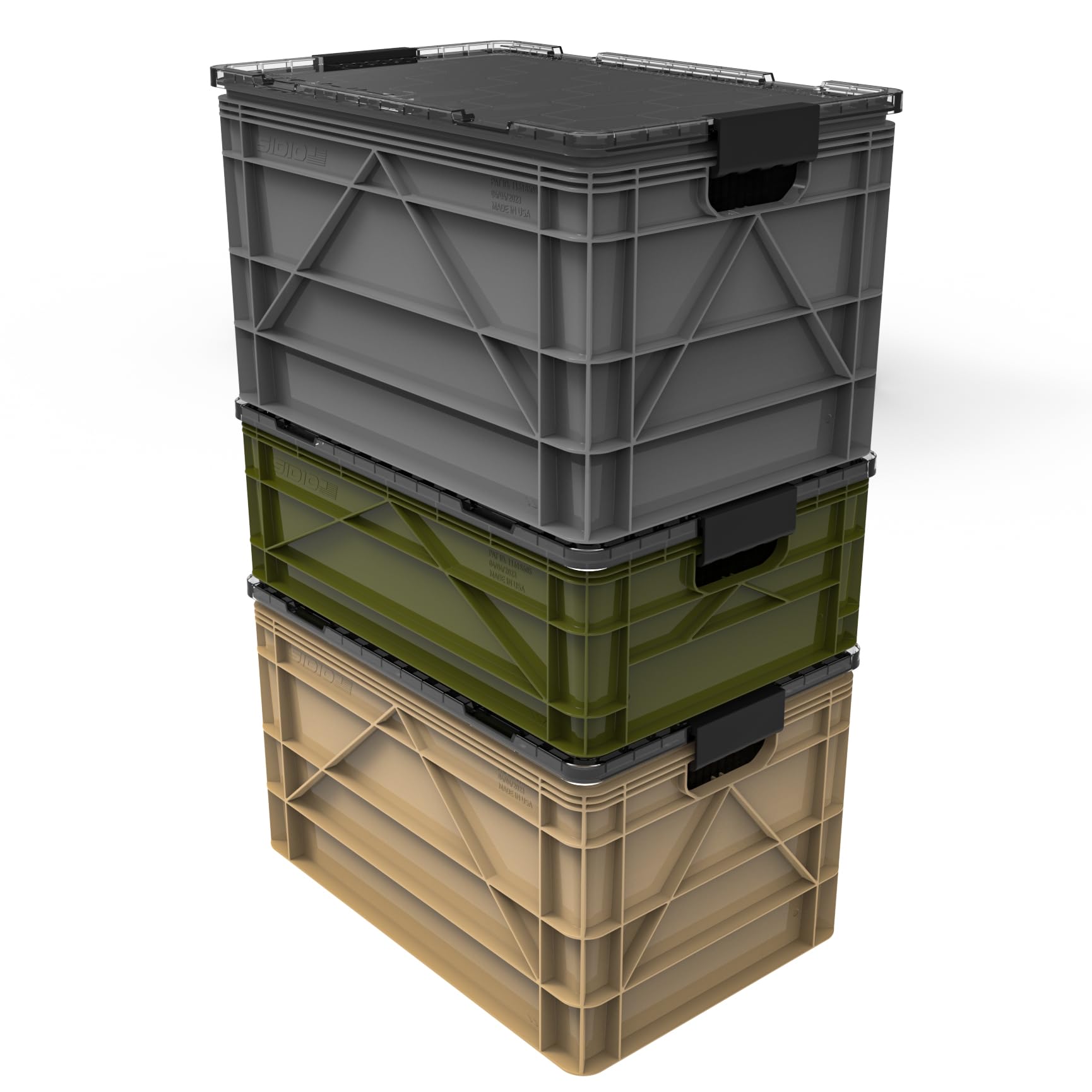 CRATE Pro Pack - Heavy Duty Stackable Storage Bins with Lids & Dividers (2 Full Size + 1 Half Size) - Durable Organizer Totes for Home Office, Garage, Closet & Outdoor Use - Perfect for Holiday Decorations, Toys, Tools & Sports Equipment Storage