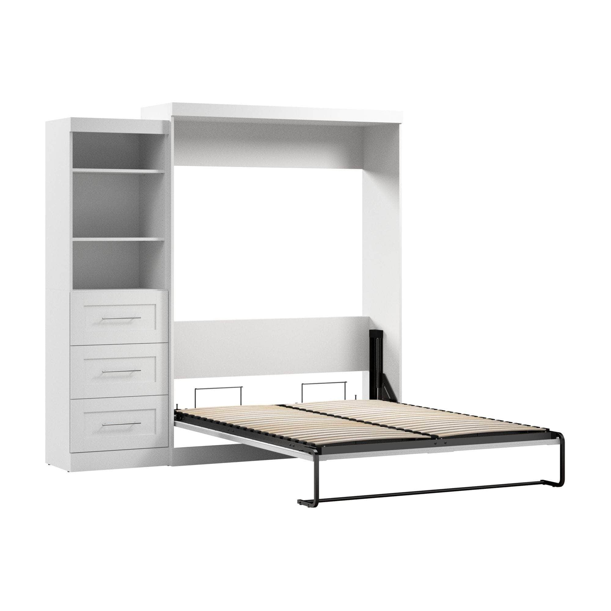 Queen Murphy Wall Bed with Storage Drawers - Space-Saving Foldable Bed for Small Rooms, Apartments & Guest Rooms (90