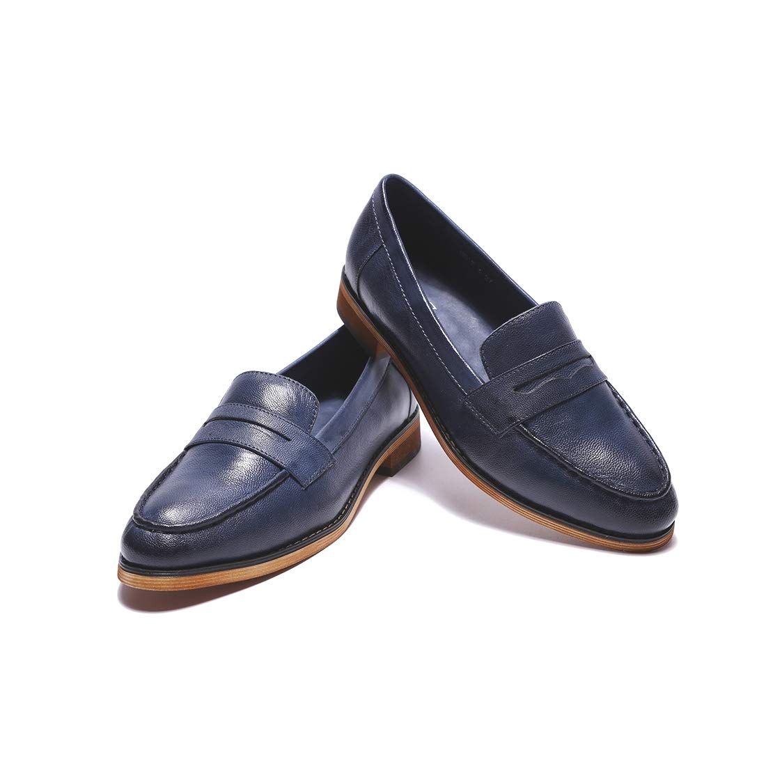 Women's Classy Leather Penny Loafers - Slip-On Dress Casual Flat Shoes for Office & Work | Comfortable & Stylish Ladies Loafers for Everyday Wear, Business Attire & Travel