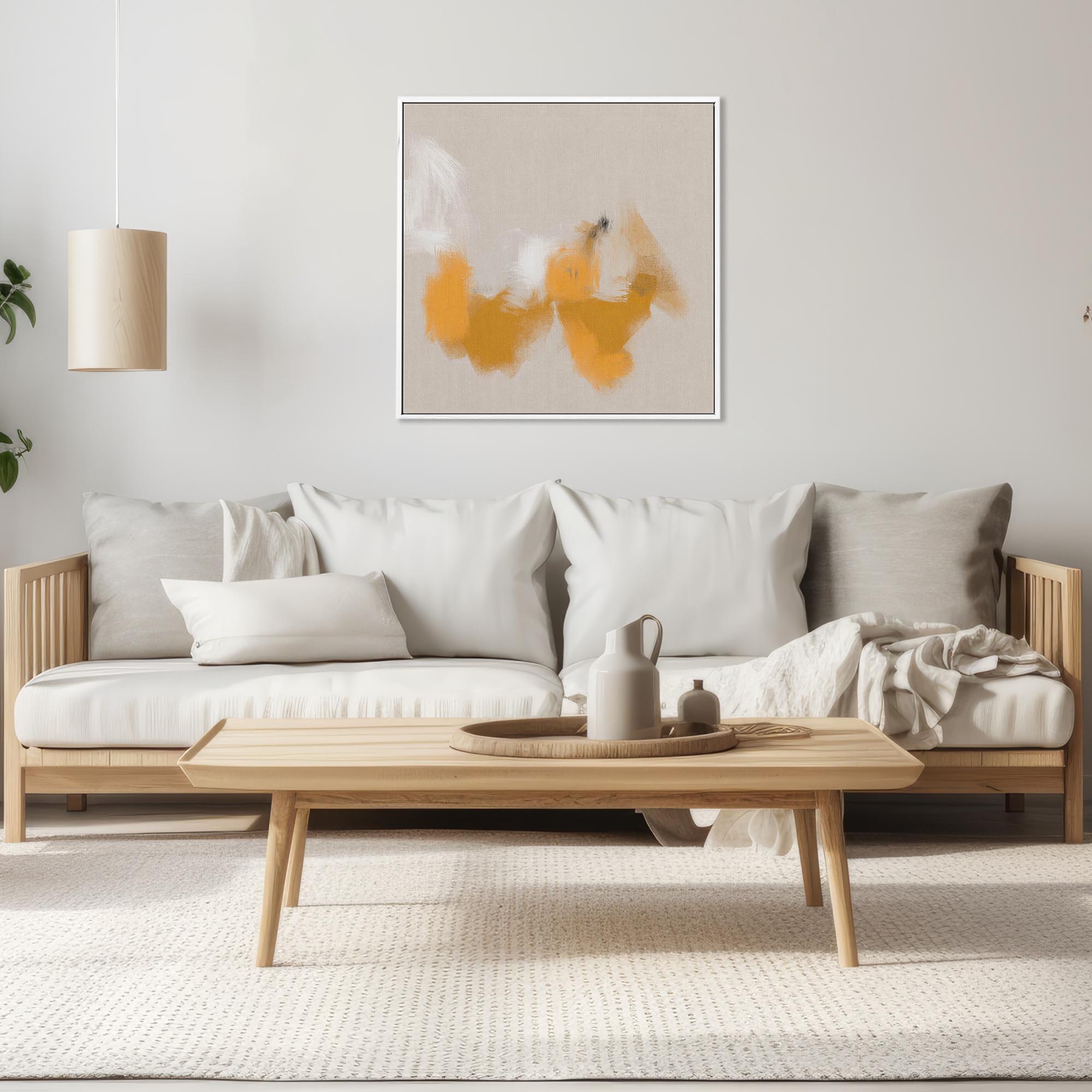Yellow Dance Framed Canvas Wall Art - Modern Abstract Painting for Living Room, Bedroom & Office Decor