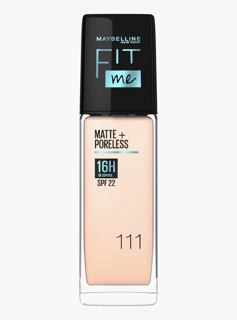 Maybelline New York Fit Me 111 Matte+Poreless SPF 22 Liquid Foundation - Oil-Free, Lightweight Makeup for Oily Skin | Perfect for Daily Wear & Special Occasions