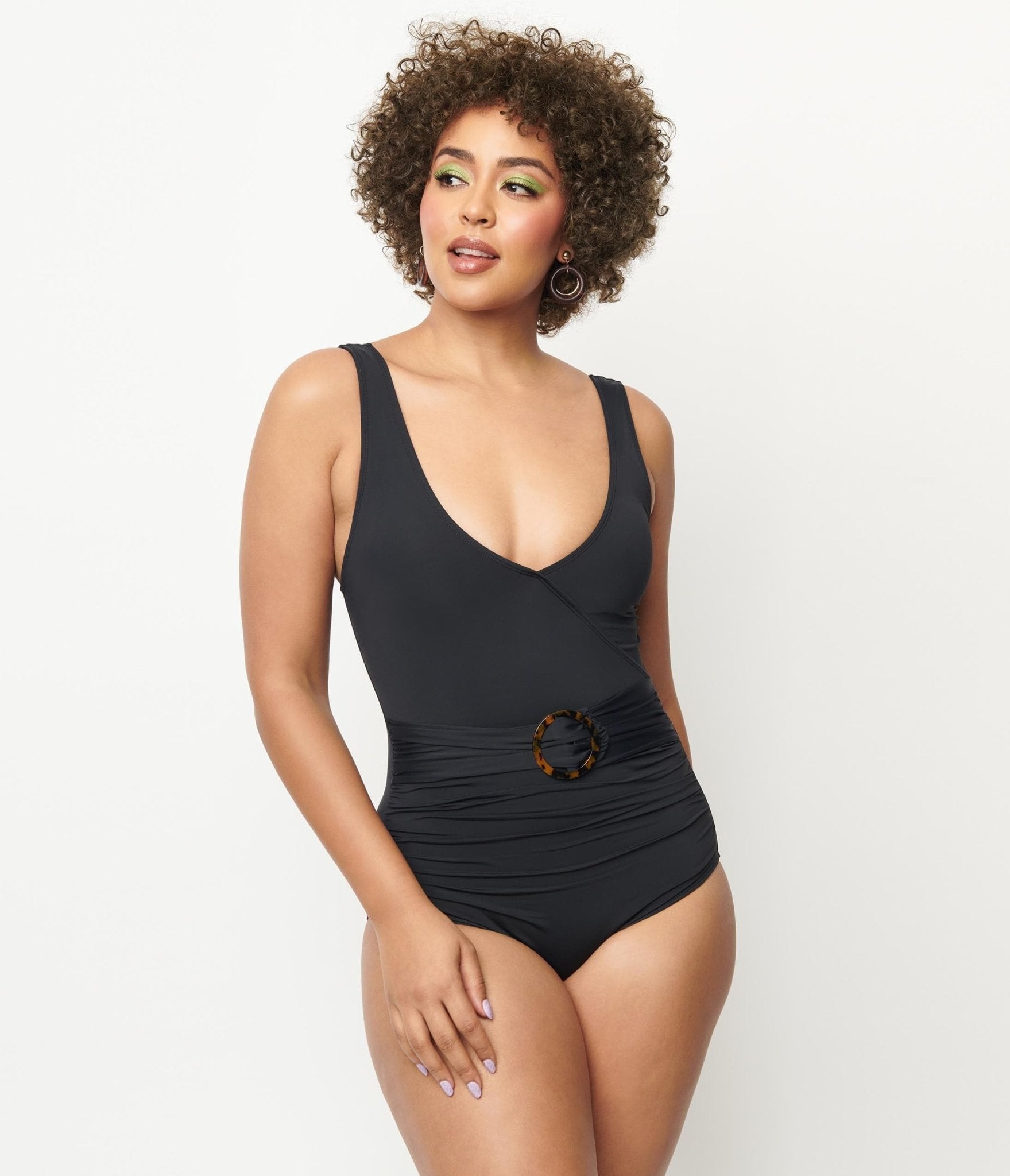 Kingdom & State Vintage 1950s Retro Black Belted One Piece Swimsuit for Women - Perfect for Beach Vacations, Pool Parties & Summer Fashion