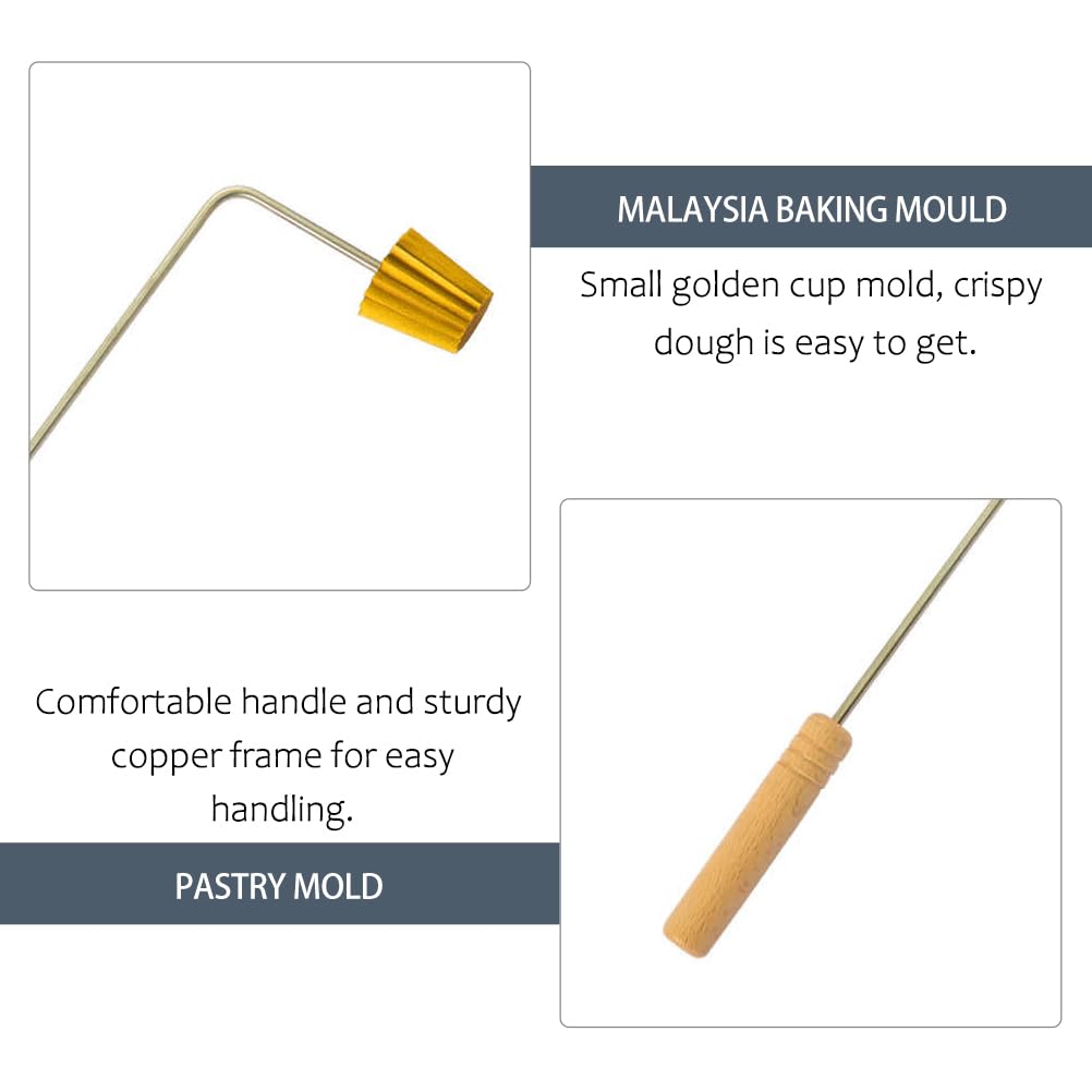 Cabilock Small Gold Cup Mold - Waffle Maker & Rosette Cookie Cutter for DIY Baking - Large Mexican Buñuelo Pastry Maker - Copper Pancake Mold for Swedish Bahulu - Perfect for Home Kitchens & Holiday Treats