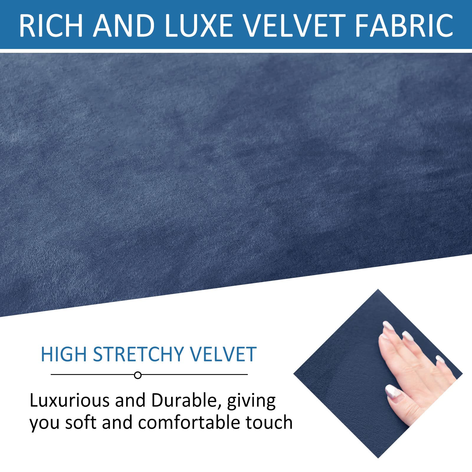 Velvet Stretch Wing Chair Slipcover - Soft 2-Piece Wingback Chair Cover with Elastic Bottom | Navy Blue Sofa Protector for Living Room, Bedroom | Pet-Friendly Furniture Cover for Cats & Dogs | Home Decor Upgrade for Cozy Reading Nook
