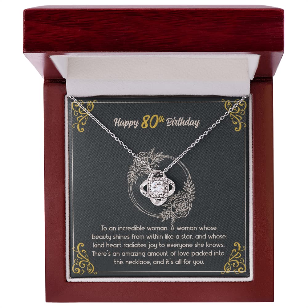80th Birthday Necklace for Women with Personalized Message Card - Elegant 80 Years Old Milestone Jewelry Gift for Grandma, Mother, Wife - Perfect for Birthday Celebrations, Anniversary & Special Occasions