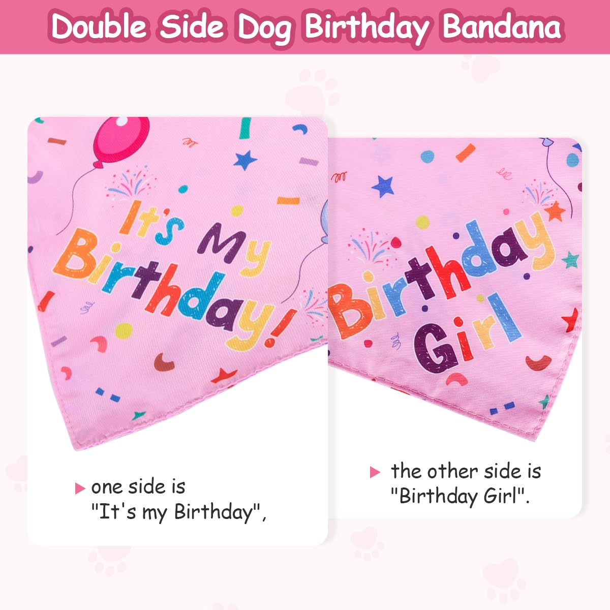 Dog Birthday Party Decorations - Adjustable Birthday Hat with Numbers & Cute Pink Bandana Set for Small, Medium, Large Dogs - Perfect Pet Supplies Gift for Puppy Birthday Celebrations