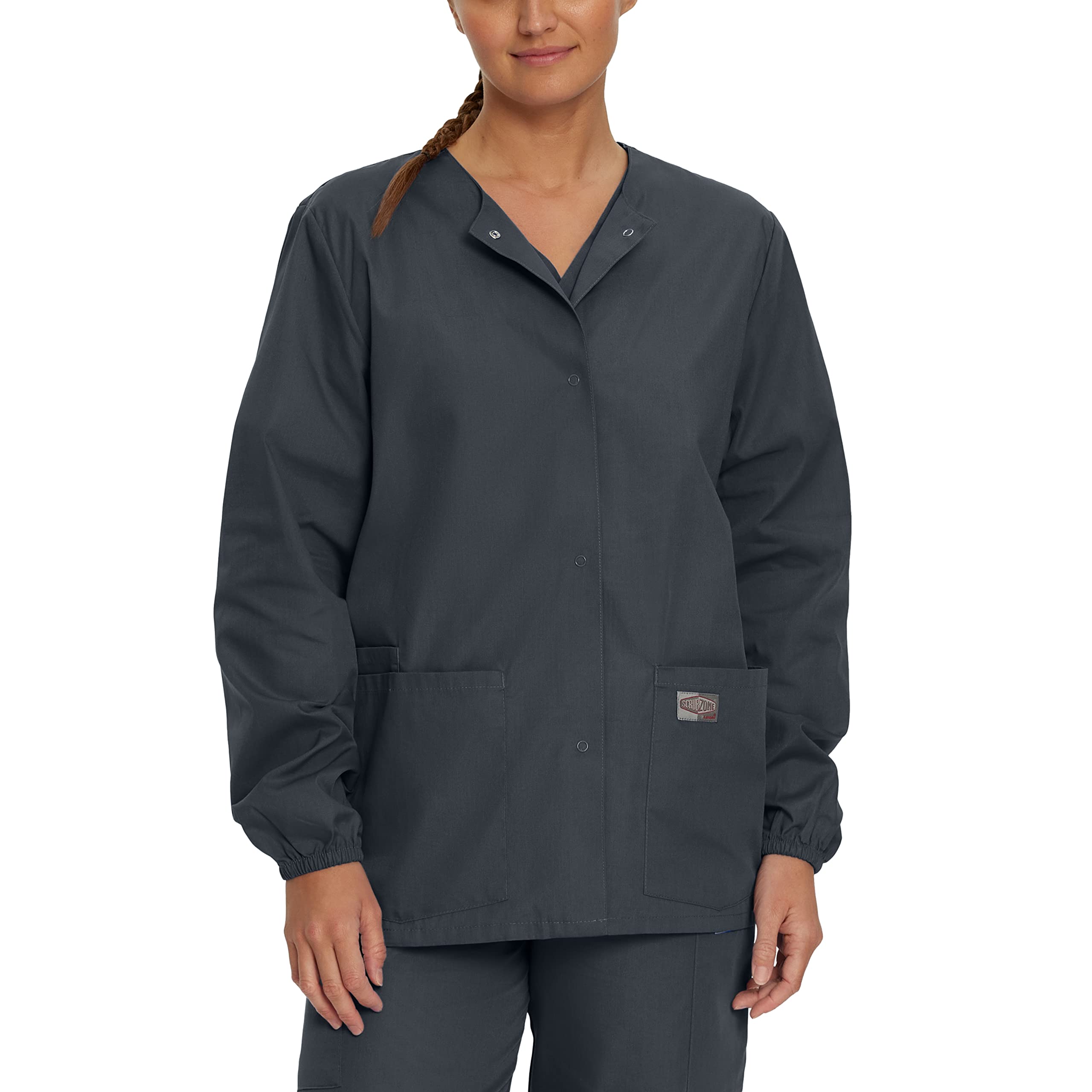 Landau Scrub Zone Relaxed Fit 2-Pocket Snap-Front Scrub Jacket for Women 75221 - Comfortable Medical Uniform for Nurses & Healthcare Professionals - Perfect for Hospitals, Clinics & Dental Offices