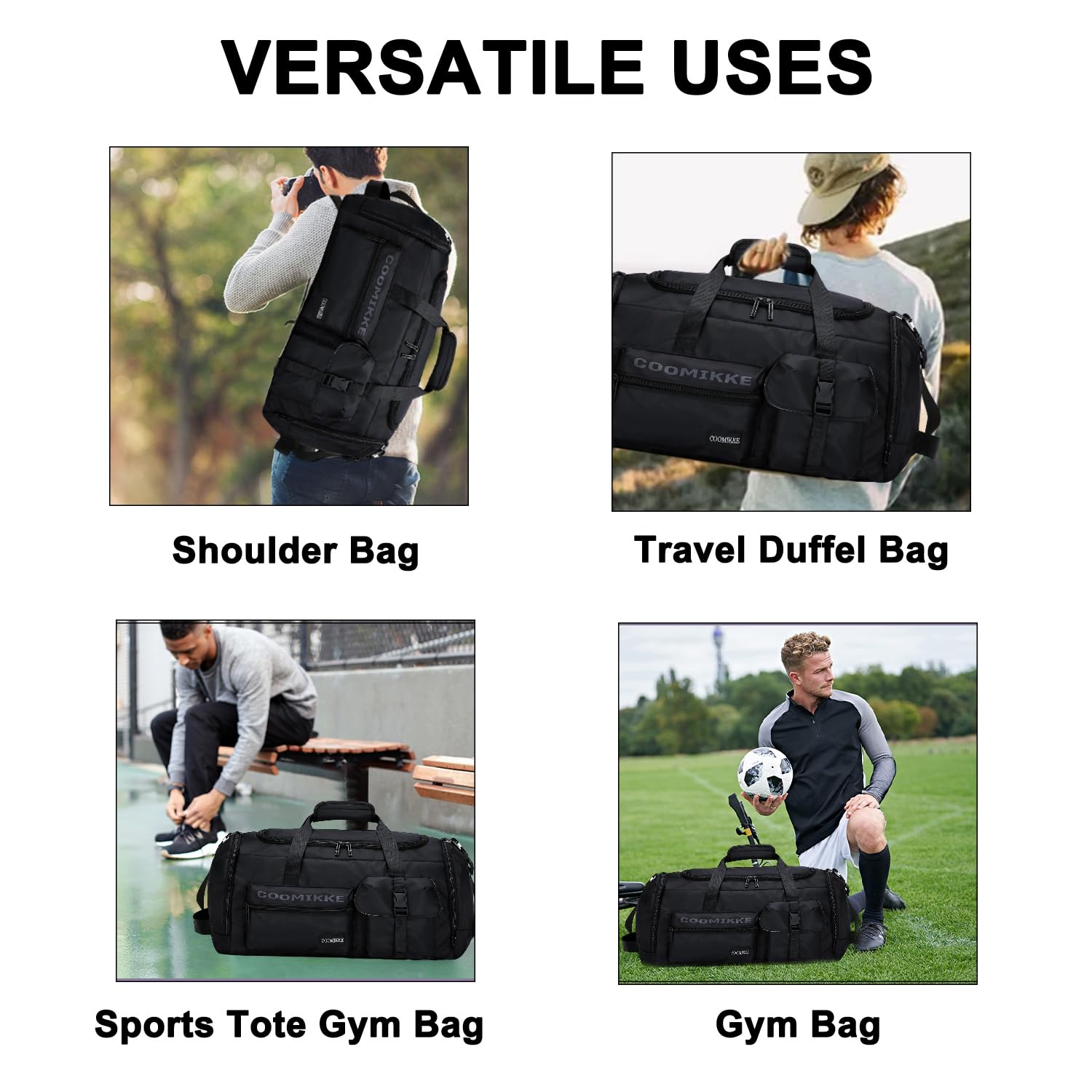 Women's Small Gym Bag with Shoe Compartment & Wet Pocket - Lightweight Sports Duffel for Workout, Travel, Swimming & Overnight Trips - Perfect as Weekender Shoulder Bag or Carry-On Luggage (Black)