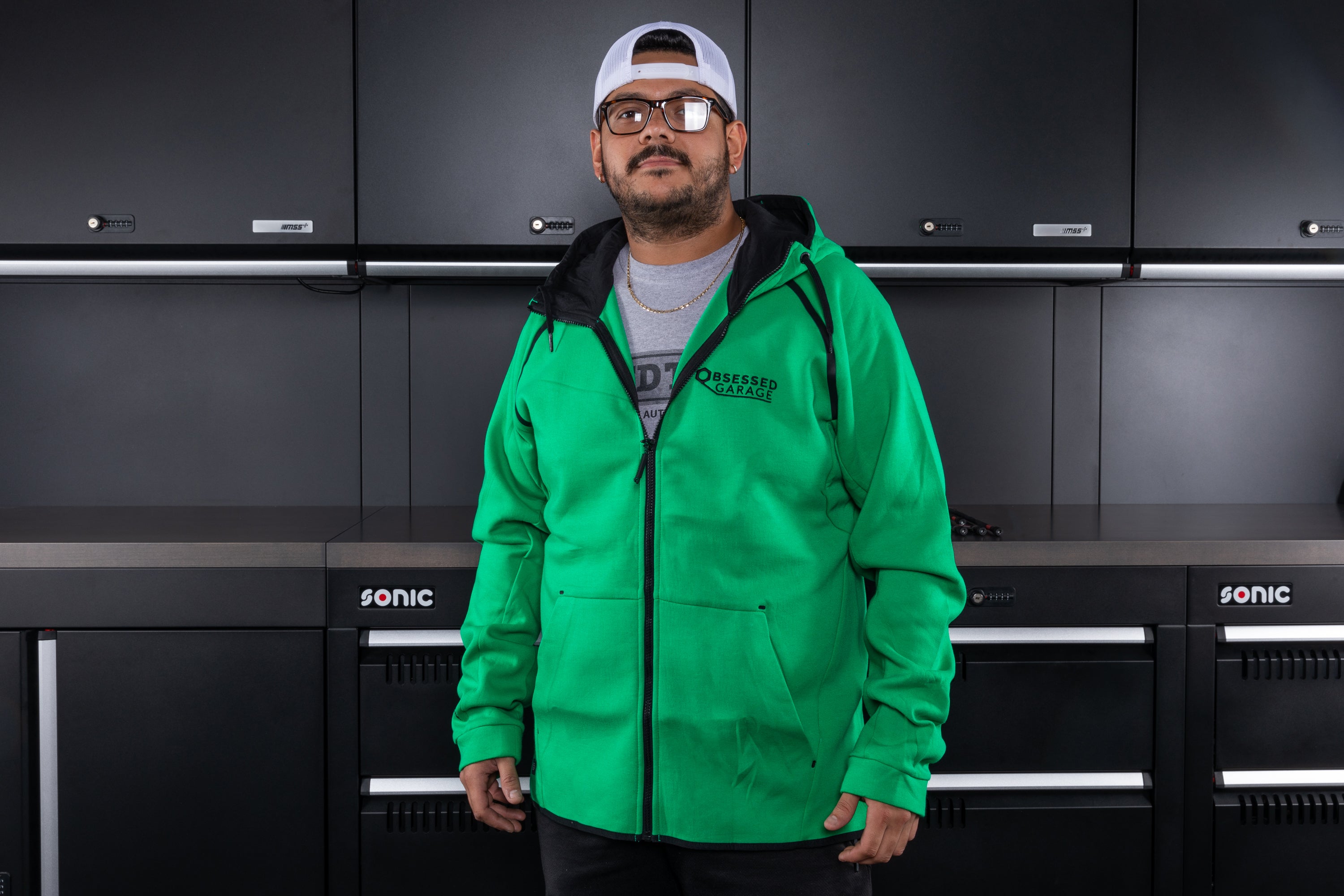 Obsessed Garage Reflex Zip Up Hoodie - Premium Men's Fleece Jacket for Car Enthusiasts | Perfect for Garage Work, Car Shows & Casual Wear