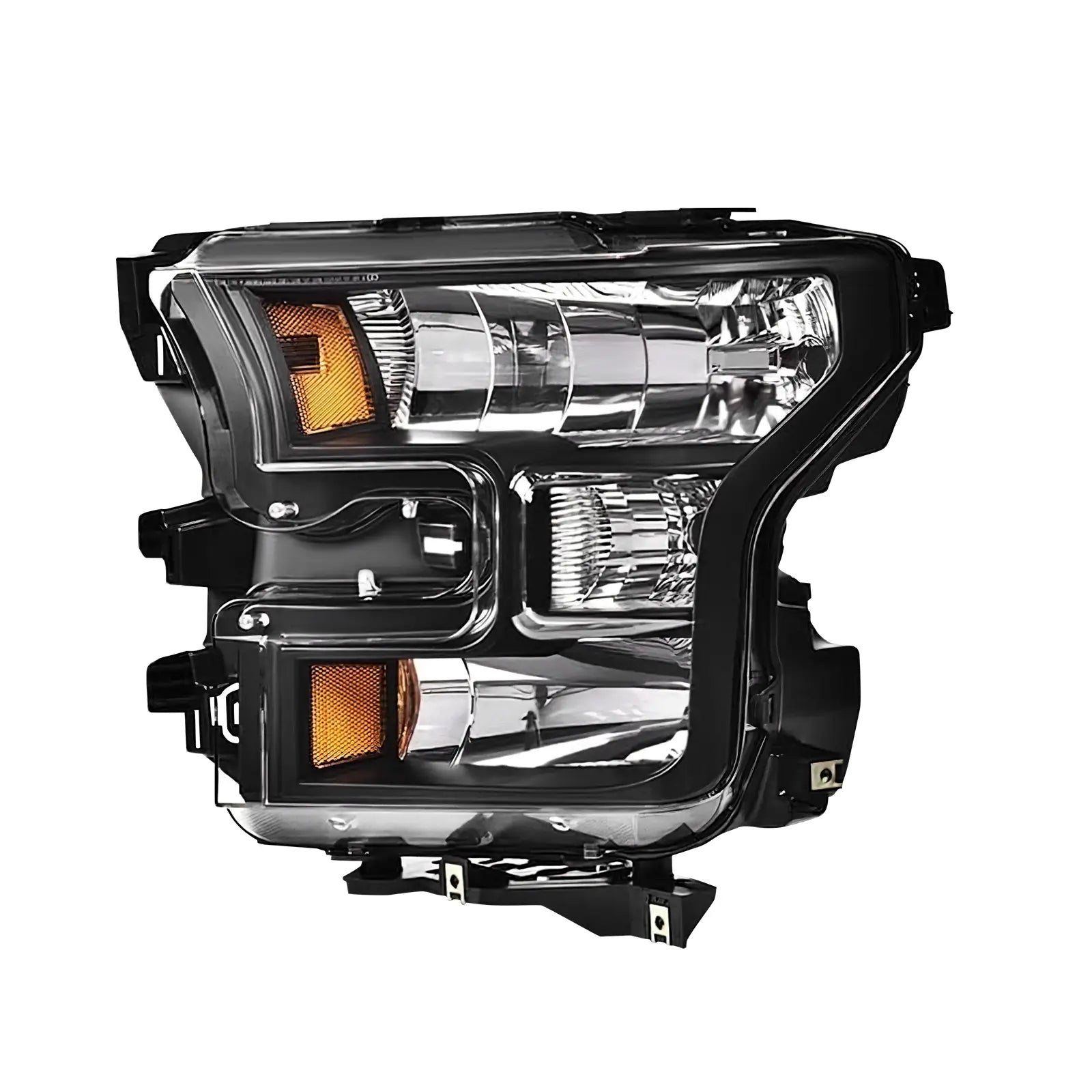LOYO Headlight Assembly Replacement for 2015-2017 Ford F150 - Left & Right Side, Clear Lens with Black Housing & Amber Reflector - Perfect for Night Driving & Off-Road Adventures