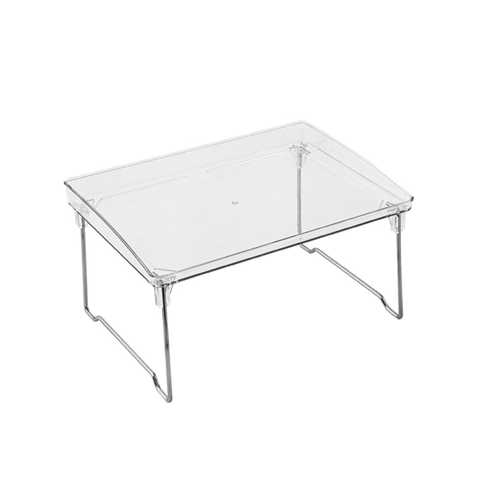 Guohanfsh Stackable Plastic Storage Rack - Foldable Desktop Organizer with Scratch-Resistant Design for Office, Kitchen & Bathroom Organization