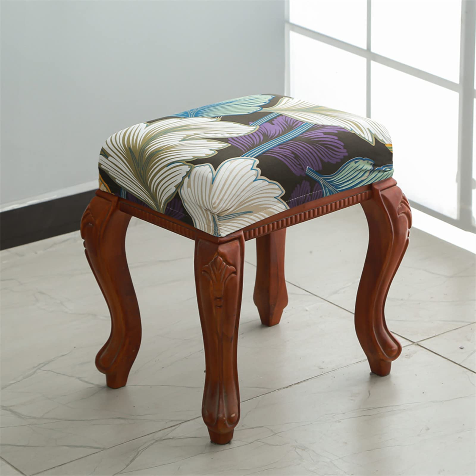 Elastic Rectangle Bar Stool Covers - Stretchable Foot Stool Seat Cushion Covers for Vanity, Dressing Chair & Counter Stools - Washable Square Saddle Seat Covers for Home, Kitchen & Bar Decor