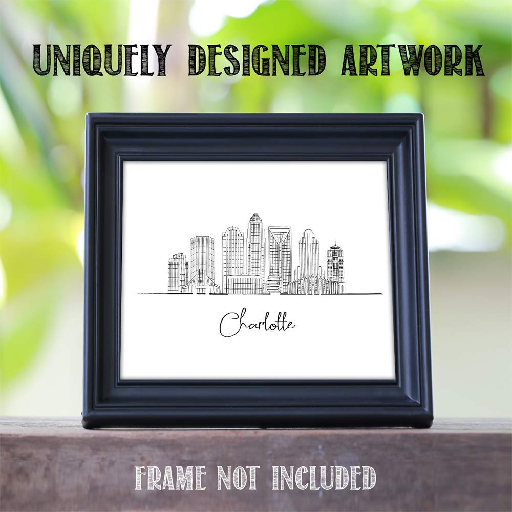 Charlotte Skyline Wall Art Print 11x14 - Perfect for Bedroom & Home Decor