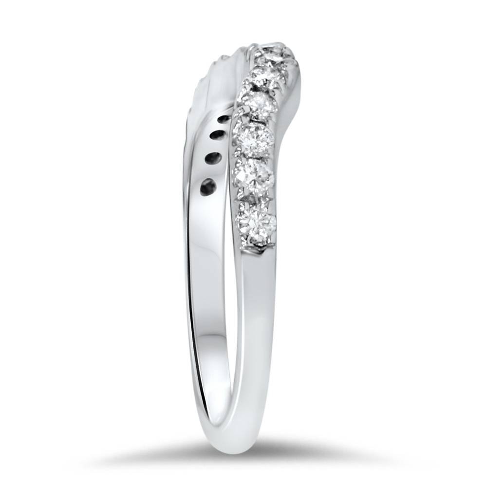 14K White Gold 3/8ct Diamond Curved Guard Ring for Women - Elegant Wedding Band, Anniversary Gift for Her, Promise Ring, Bridal Jewelry (Perfect for Engagements, Anniversaries & Special Occasions)