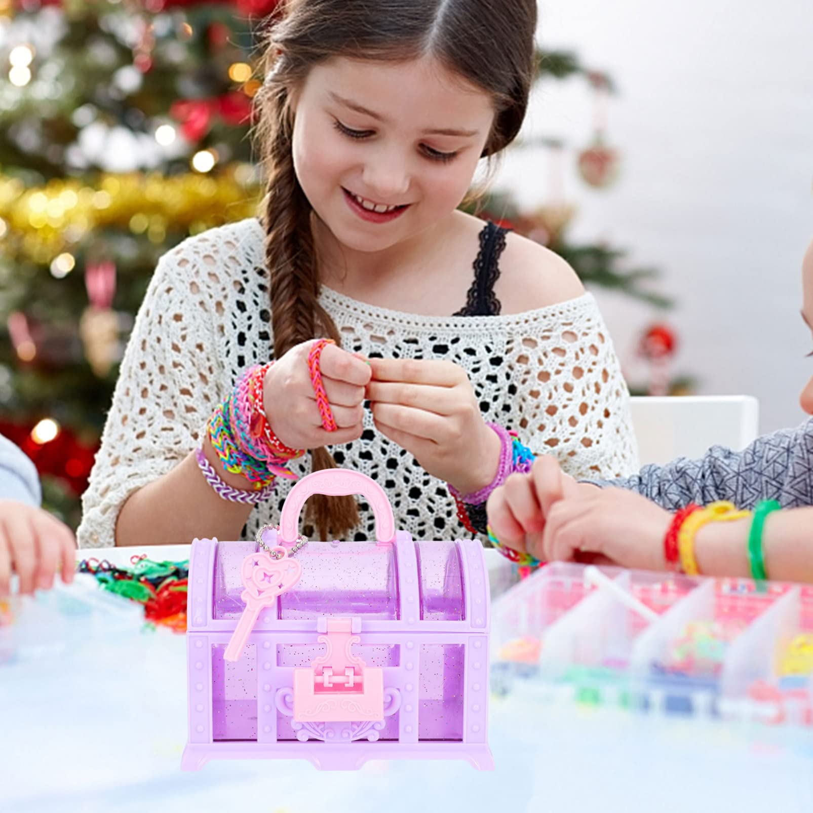 2PCS Princess Jewelry Box for Girls - Kids Treasure Chest Toy with Organizer Compartments | Pretend Play, Birthday Gift, Room Decor for Little Girls