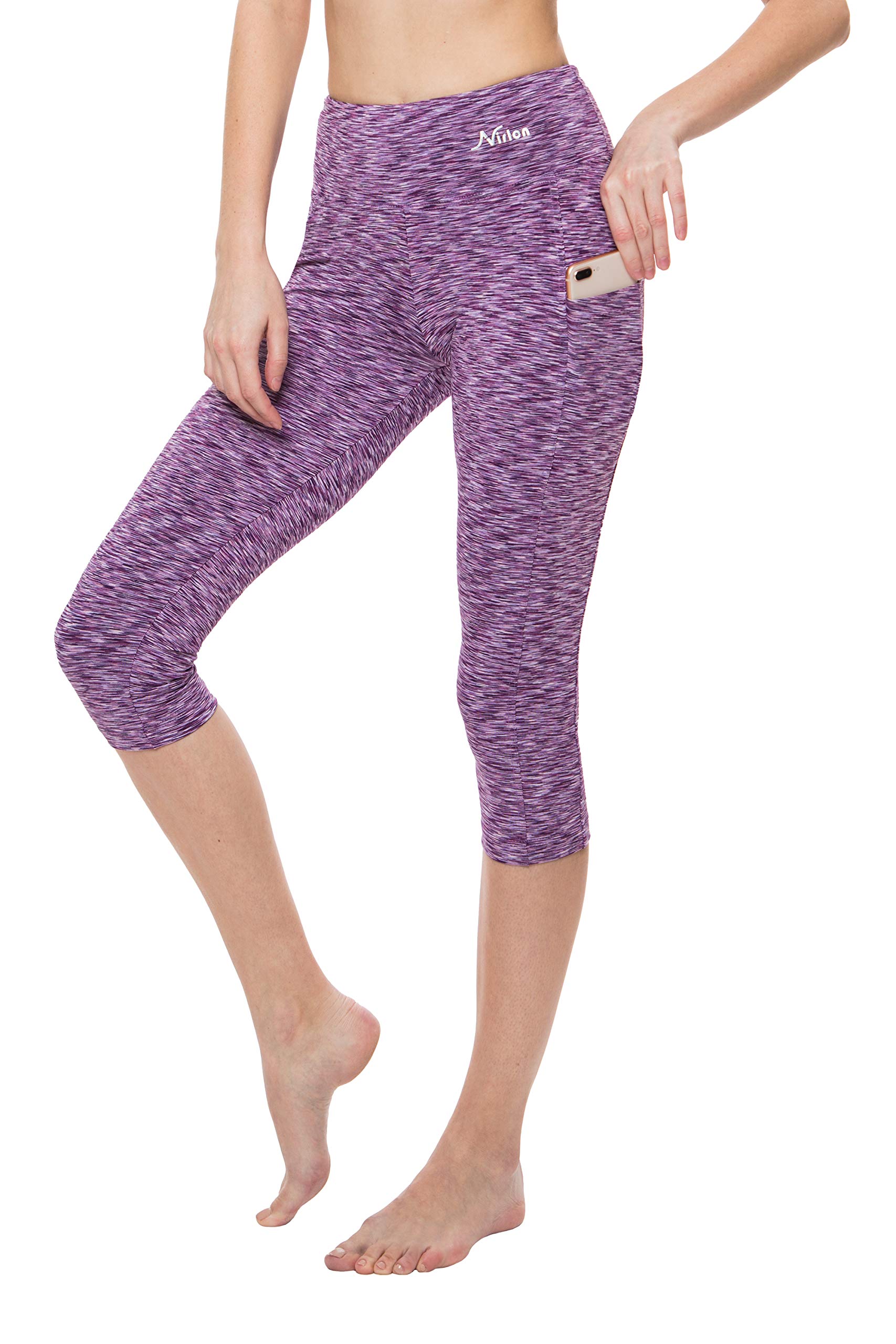 Breathable High Waisted Capri Leggings with Pockets for Women - Nirlon Yoga Pants for Workout, Running & Casual Wear