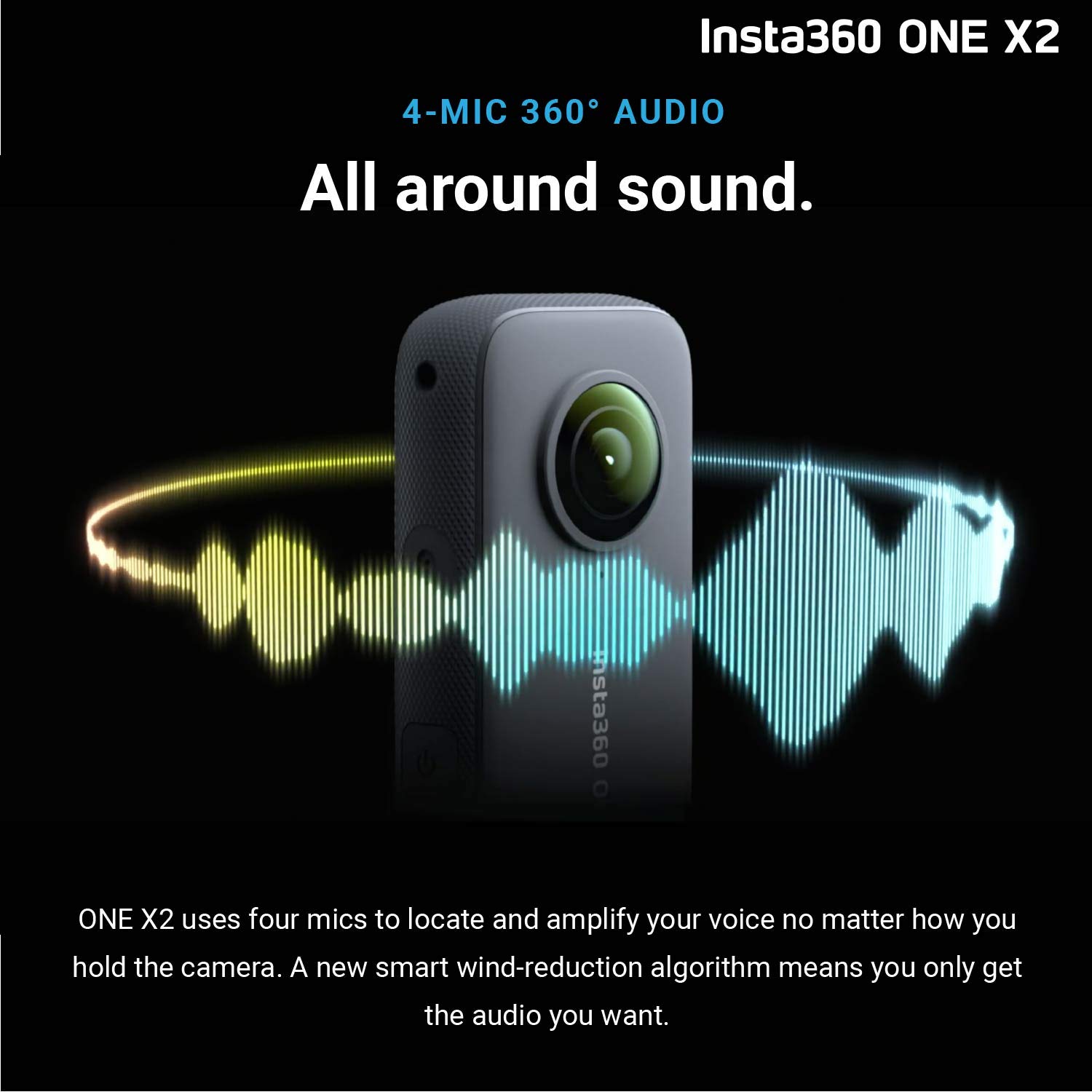 Insta360 ONE X2 360° Action Camera with 5.7K Touchscreen - Waterproof 360° Video & 18MP Photos, Steady Cam Mode, InstaPano | Perfect for Vlogging, Travel Adventures & Sports Recording | Includes Selfie Stick & 128GB SD Card (3-Piece Bundle)