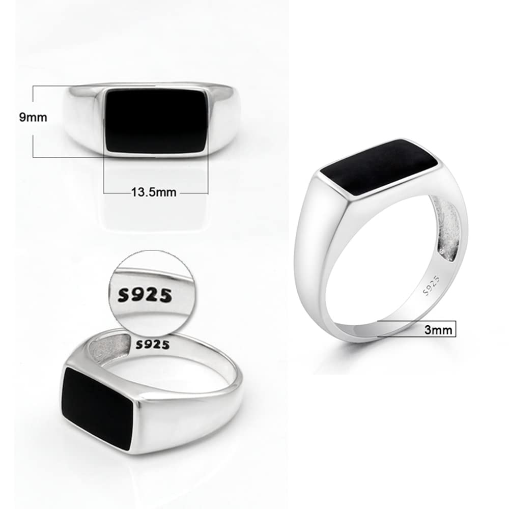 925 Sterling Silver Black Enamel Ring for Men & Women - Classic Elegant Unisex Couple Band - Perfect for Middle Eastern Style, Parties, Weddings & Everyday Wear