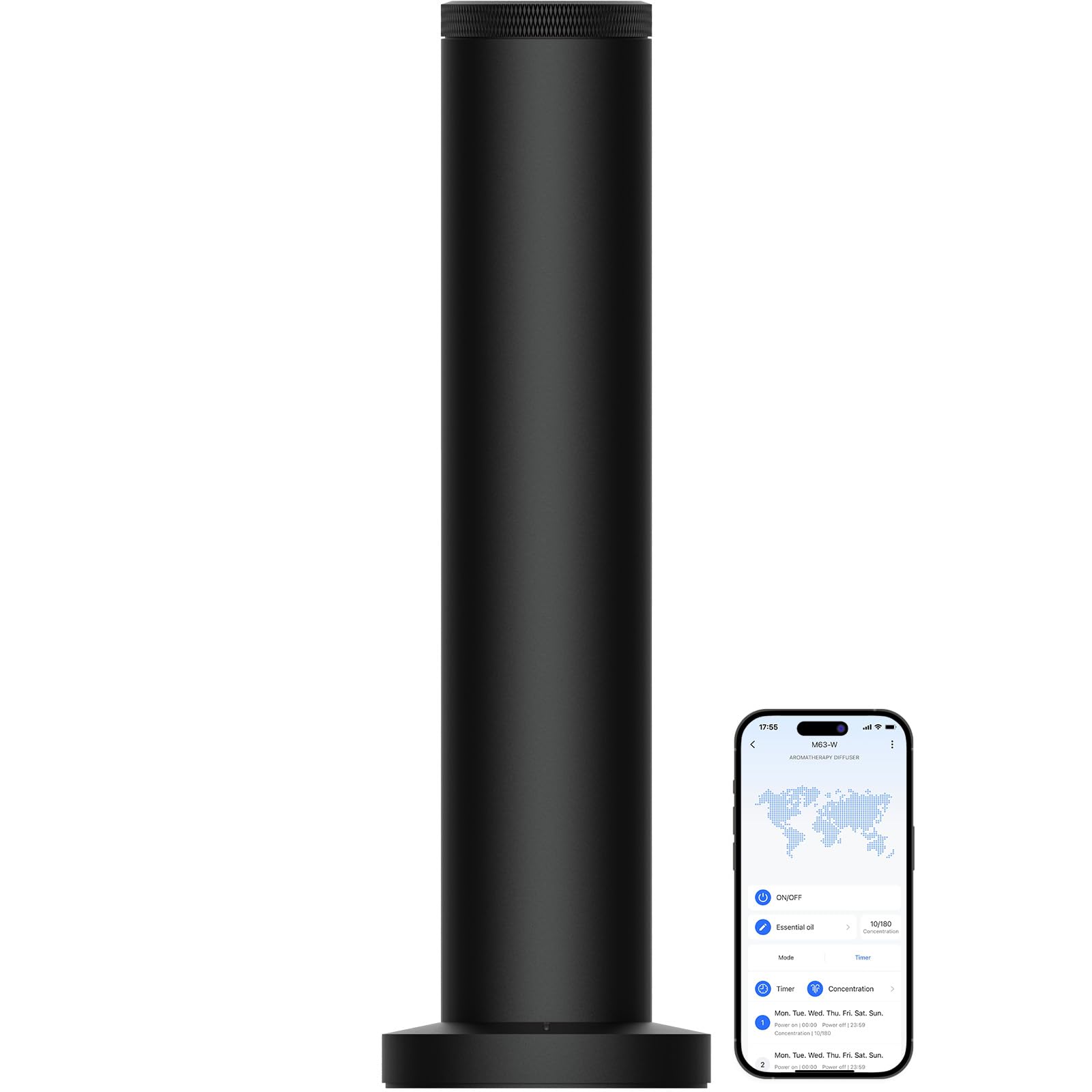 Wireless Rechargeable Hotel Scent Diffuser Machine - Bluetooth App Controlled Air Freshener for Large Spaces - Waterless Essential Oil Diffuser for Home, Office & Studio - Black | Perfect for Aromatherapy, Spa Relaxation & Creating Luxury Hotel Ambiance