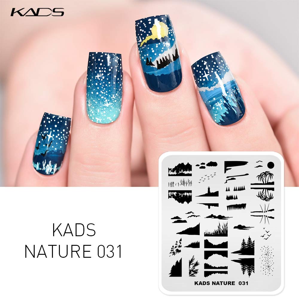 KADS Nail Stamping Plate Set - Nature Inspired Nail Art Templates for DIY Manicure & Nail Decoration (NA031) - Perfect for Home Salon, Professional Nail Artists & Gift Giving
