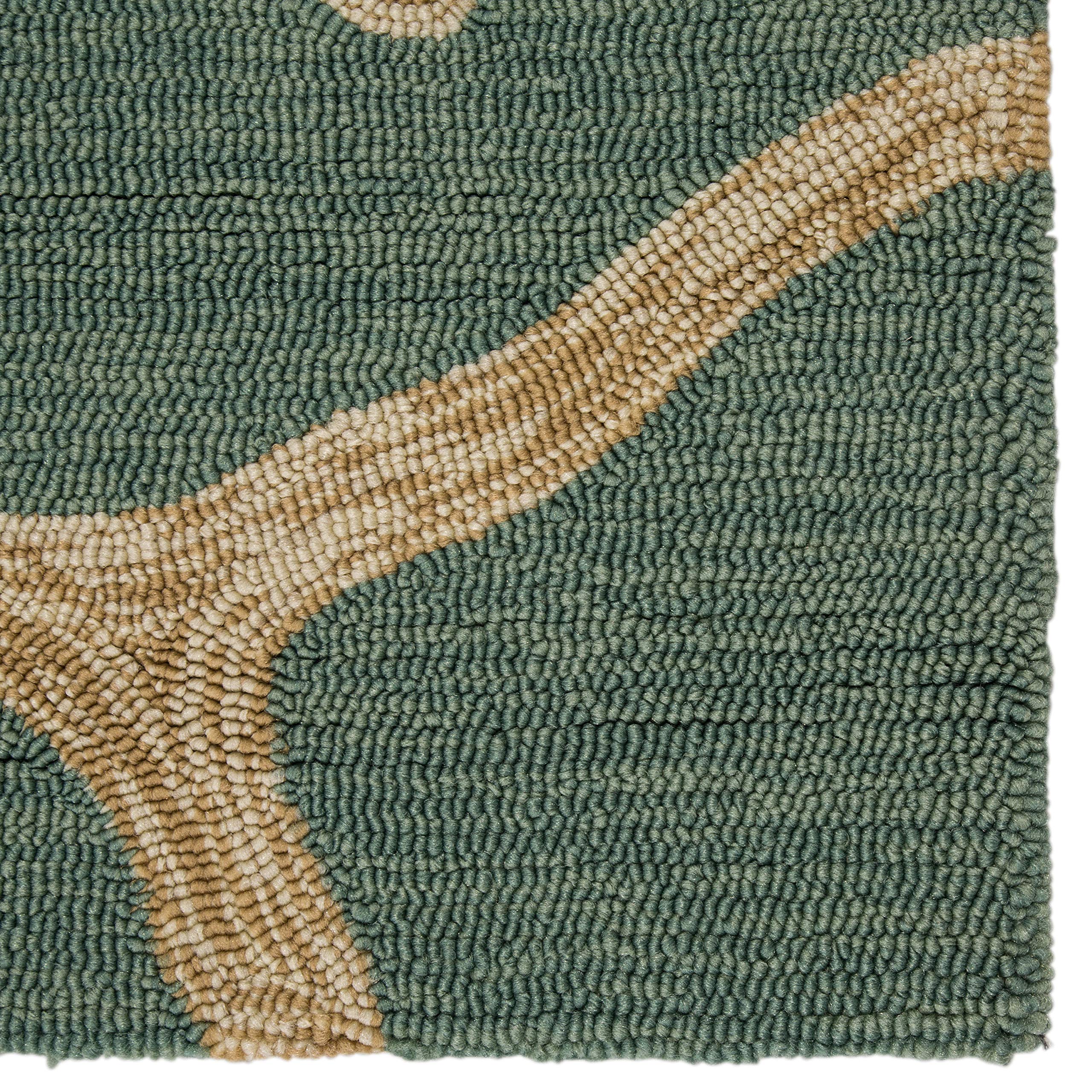 Jaipur Living Outdoor 2x8 Runner Rug - Abstract Teal and Tan Patio Rug for Deck, Porch, or Balcony | Water-Resistant & Durable