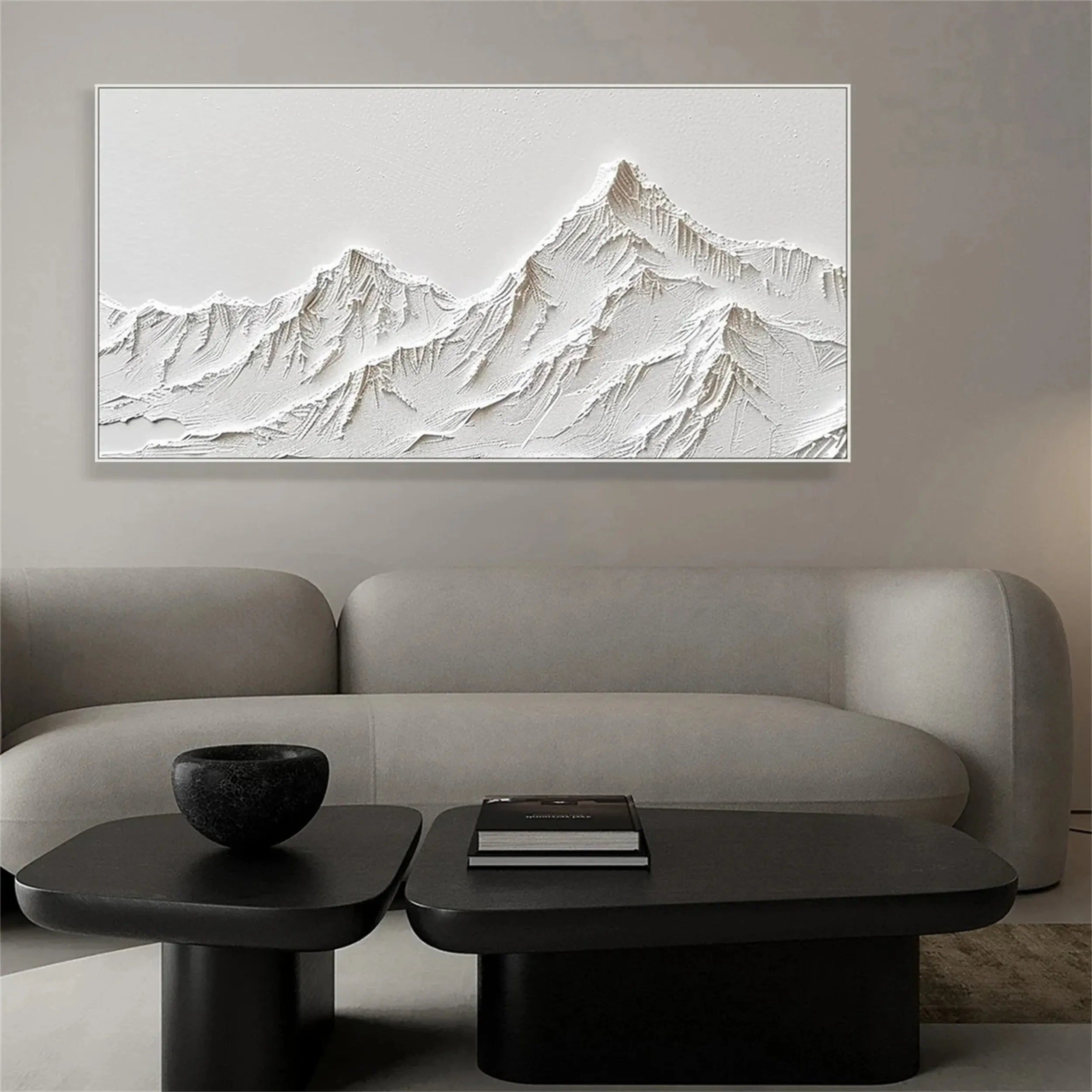 White Minimalist Textured Painting Canvas #MM249 - Abstract Wall Art for Modern Home & Office Decor