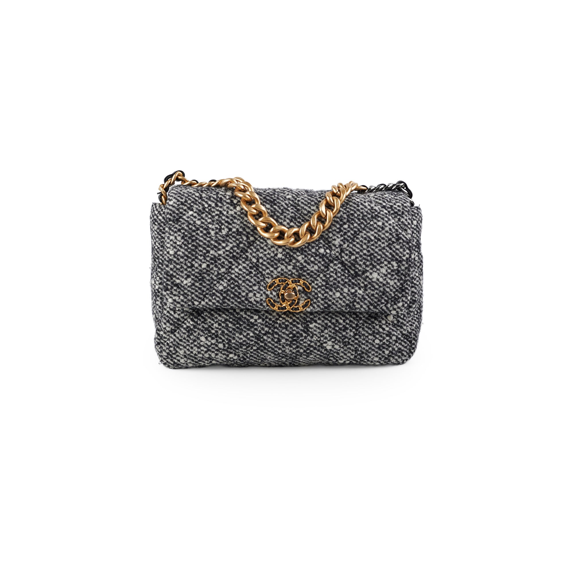 Chanel 19 Tweed Medium/Large Flap Bag Grey/Black - Luxury Designer Handbag for Women, Perfect for Work, Party & Everyday Use
