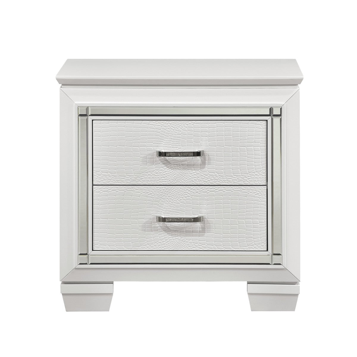 Modern Allura White Nightstand with LED Lighting - Perfect for Bedroom, Living Room & Home Decor